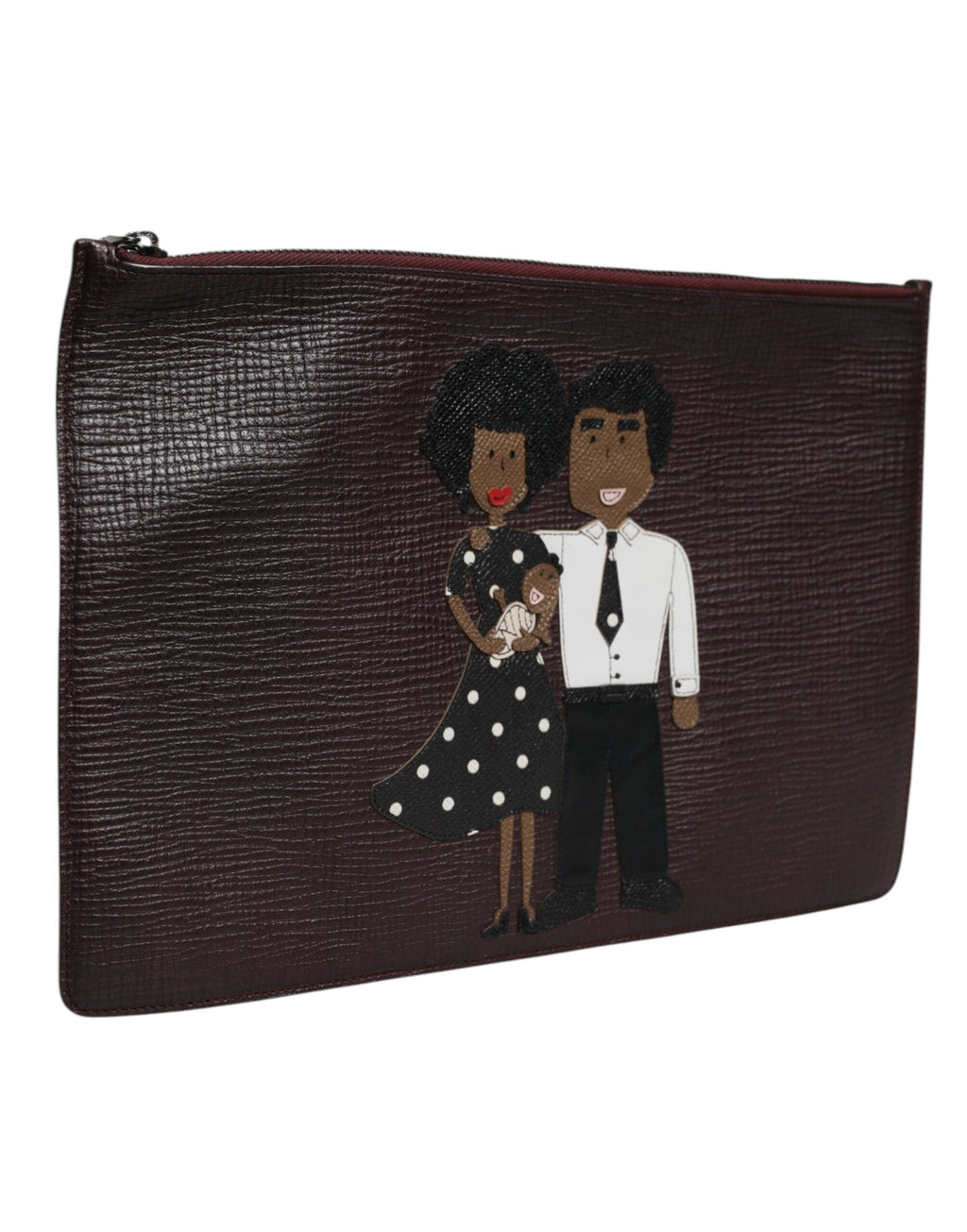 Pochette da uomo Dolce & Gabbana in pelle marrone con applicazioni #DGFAMILY