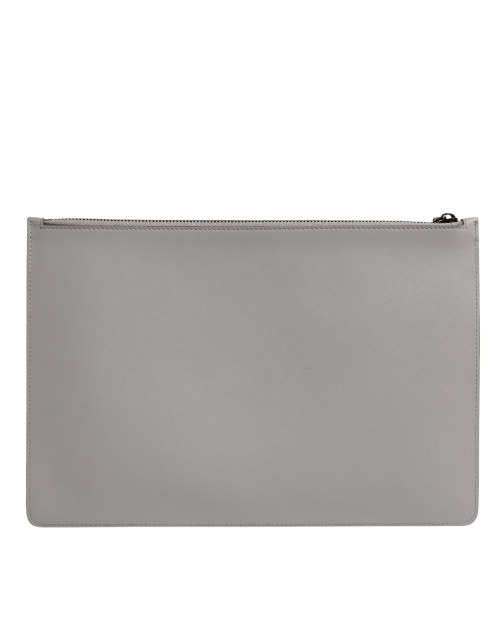 Dolce & Gabbana Borsa Clutch da Uomo con Logo DG in Pelle Grigia Tinta Unita con Cerniera