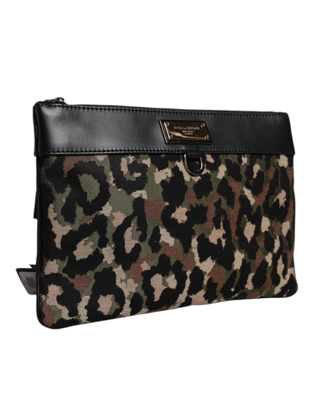 Pochette Dolce & Gabbana con stampa jacquard leopardo multicolore e placca logo