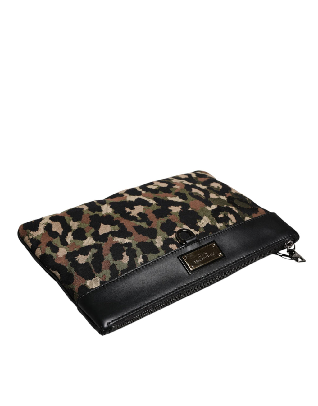 Pochette Dolce & Gabbana con stampa jacquard leopardo multicolore e placca logo