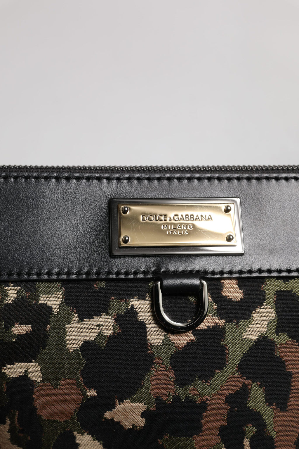 Pochette Dolce & Gabbana con stampa jacquard leopardo multicolore e placca logo