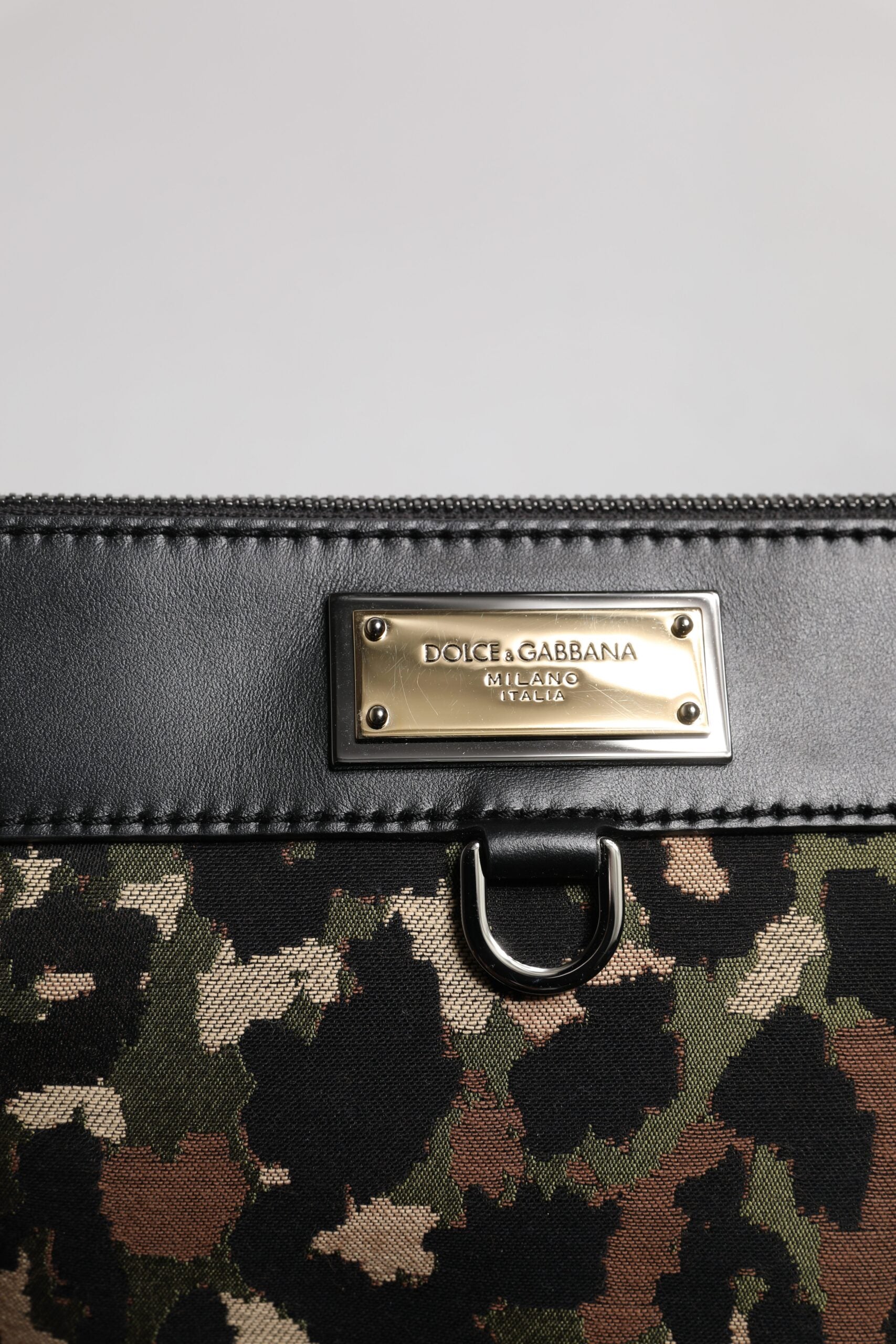 Pochette Dolce & Gabbana con stampa jacquard leopardo multicolore e placca logo