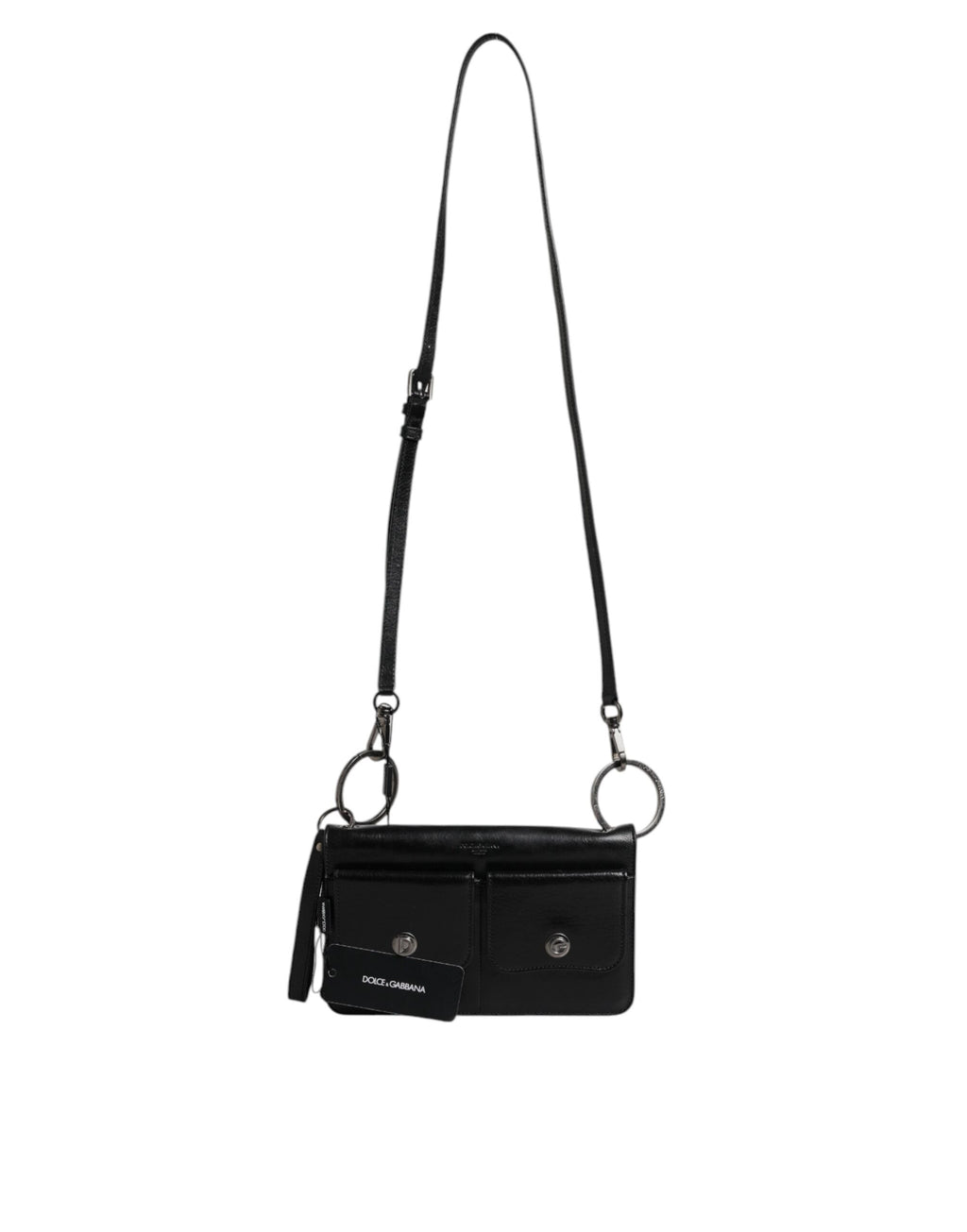 Borsa a tracolla/borsa a tracolla Dolce & Gabbana in pelle nera con logo