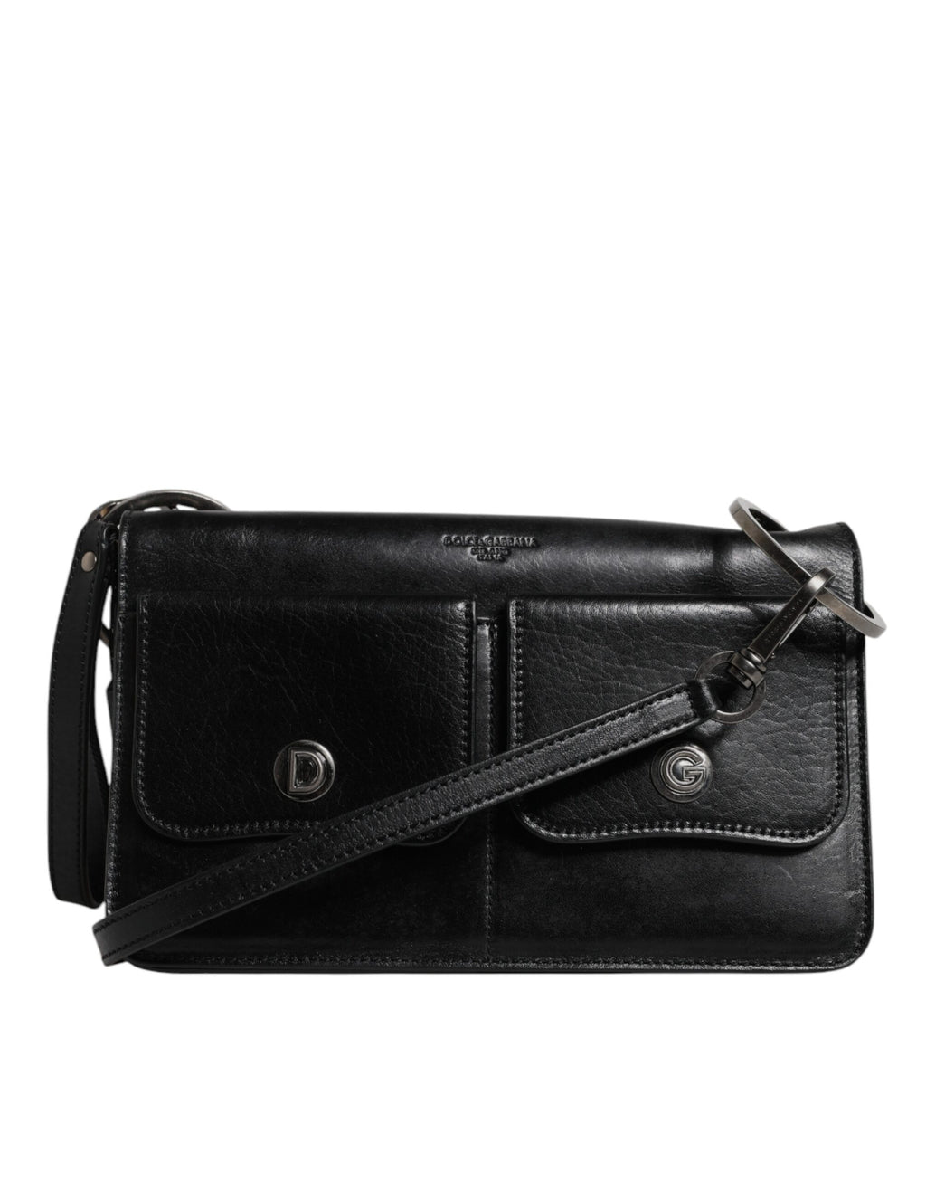 Borsa a tracolla/borsa a tracolla Dolce & Gabbana in pelle nera con logo