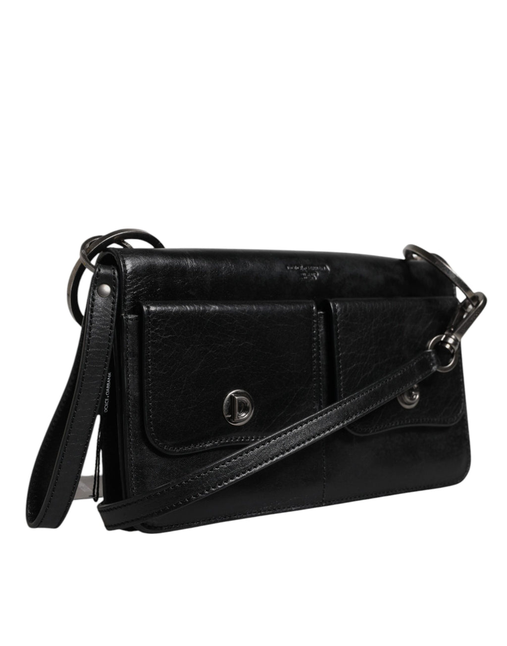 Borsa a tracolla/borsa a tracolla Dolce & Gabbana in pelle nera con logo
