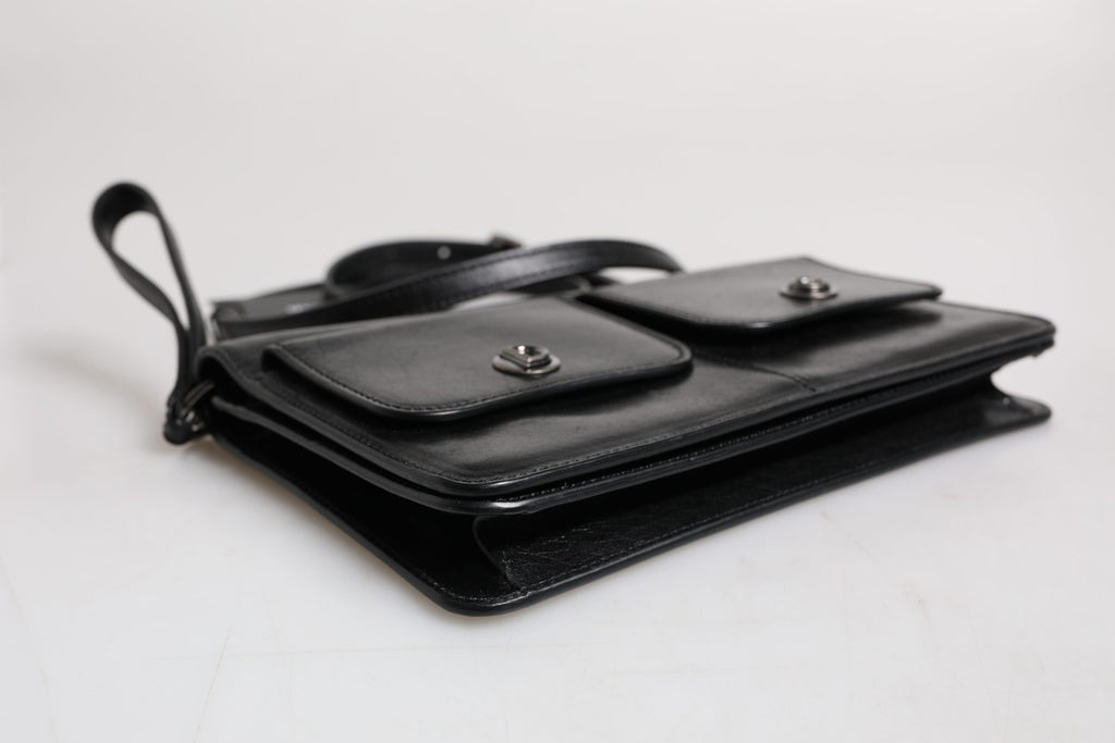 Borsa a tracolla/borsa a tracolla Dolce & Gabbana in pelle nera con logo