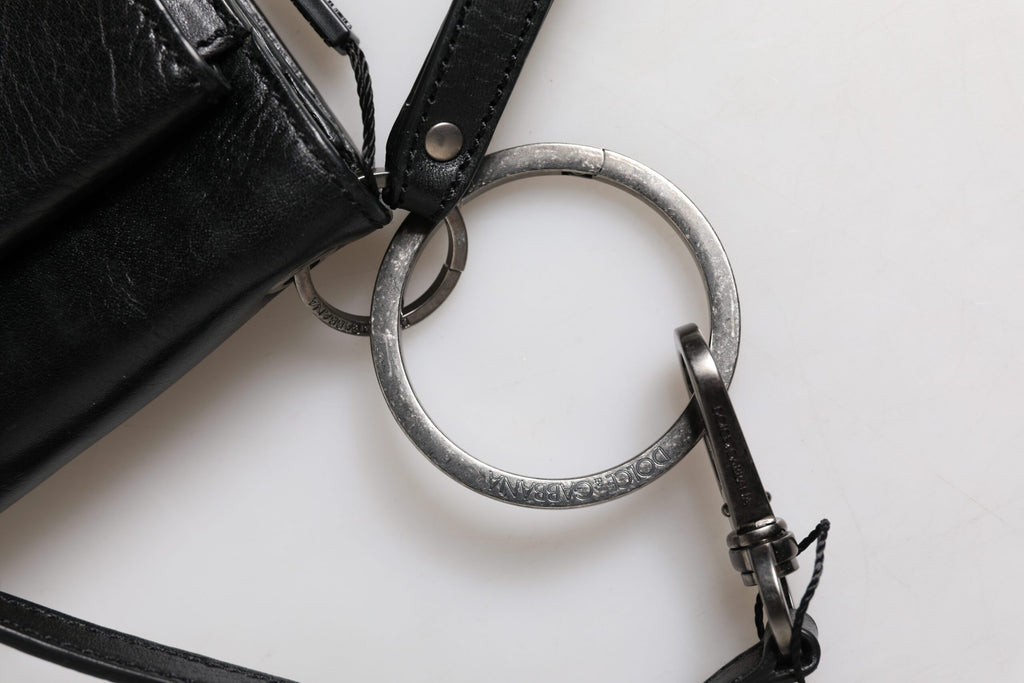 Borsa a tracolla/borsa a tracolla Dolce & Gabbana in pelle nera con logo