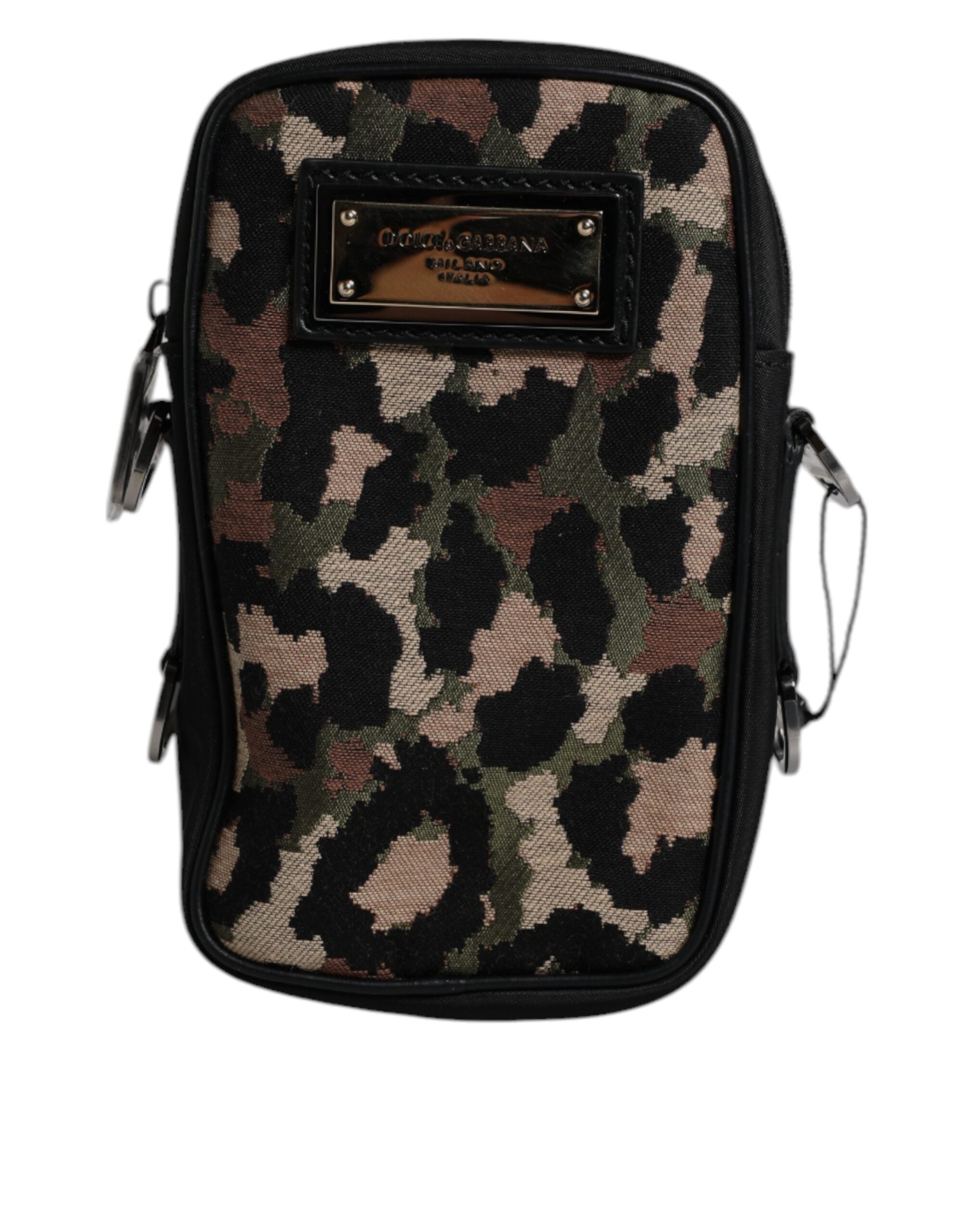 Borsa a tracolla Dolce & Gabbana multicolore con placca logo in jacquard leopardato