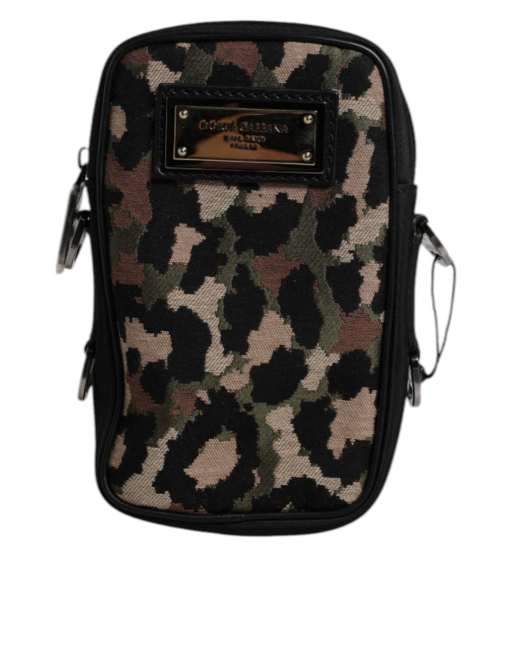 Borsa a tracolla Dolce & Gabbana multicolore con placca logo in jacquard leopardato