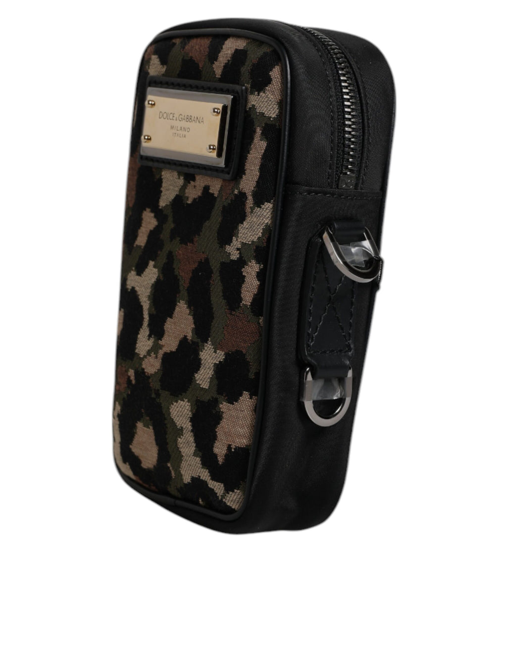 Borsa a tracolla Dolce & Gabbana multicolore con placca logo in jacquard leopardato