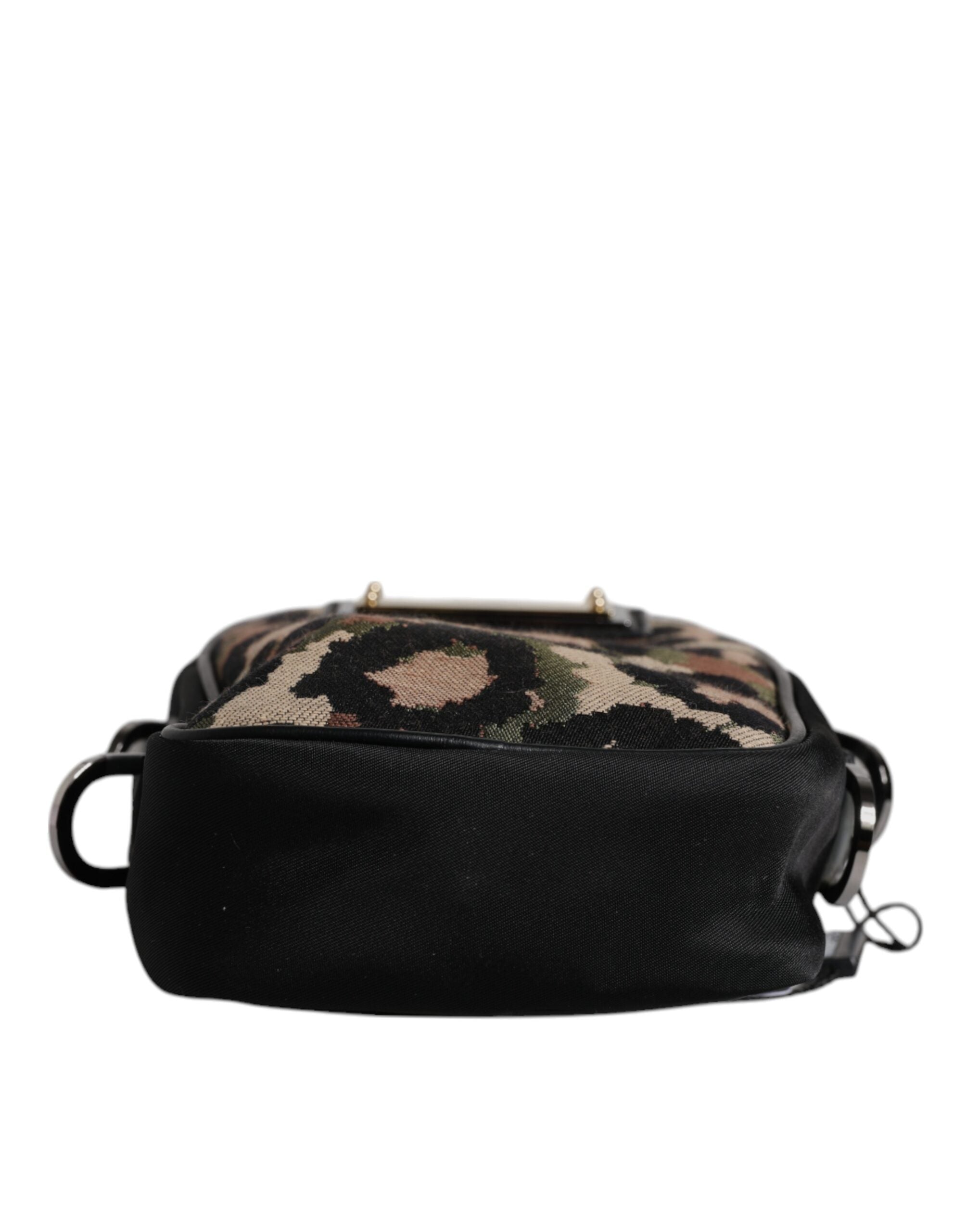 Borsa a tracolla Dolce & Gabbana multicolore con placca logo in jacquard leopardato
