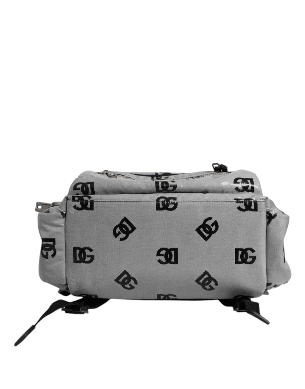Zaino Dolce & Gabbana in poliestere grigio nero con placca logo DG