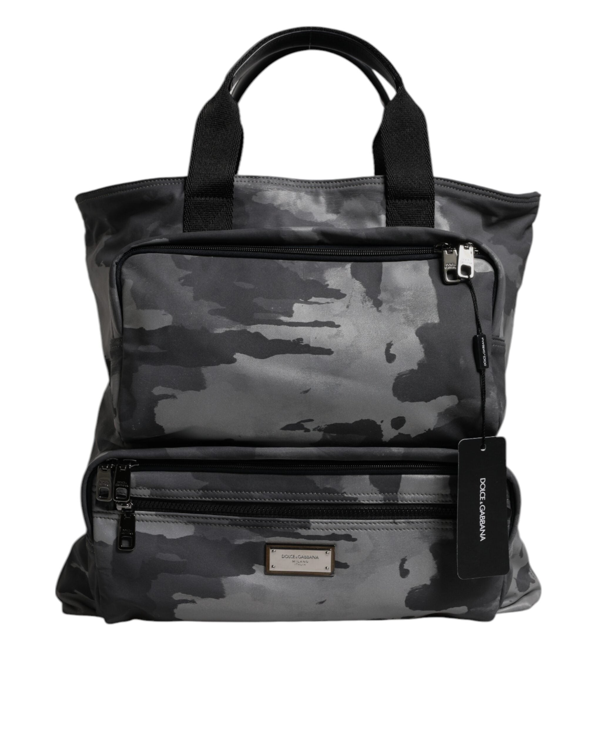 Borsa Dolce & Gabbana con tracolla mimetica nera e placca logo