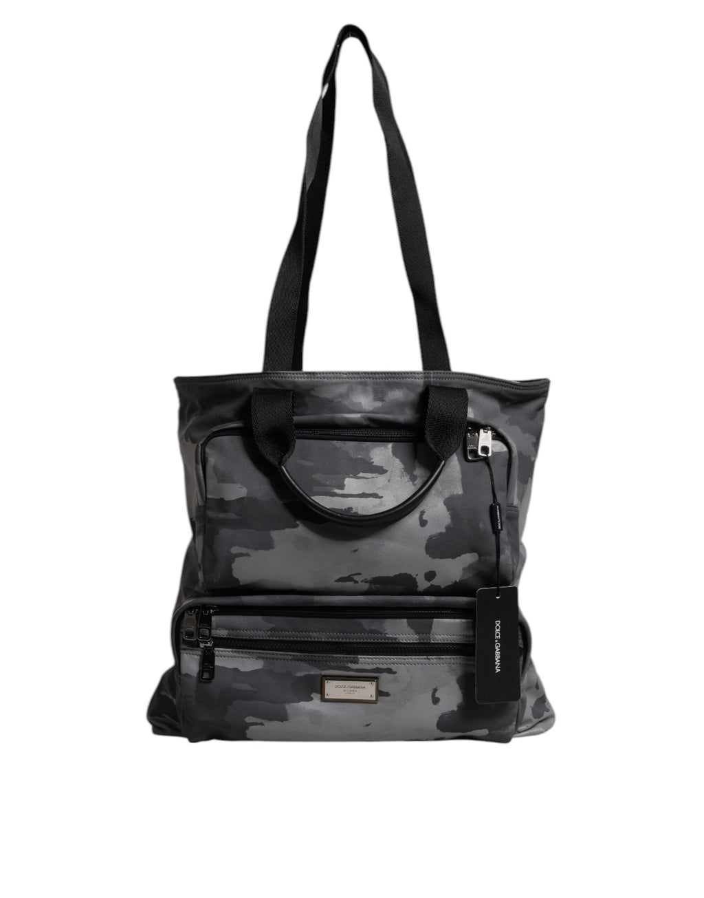 Borsa Dolce & Gabbana con tracolla mimetica nera e placca logo