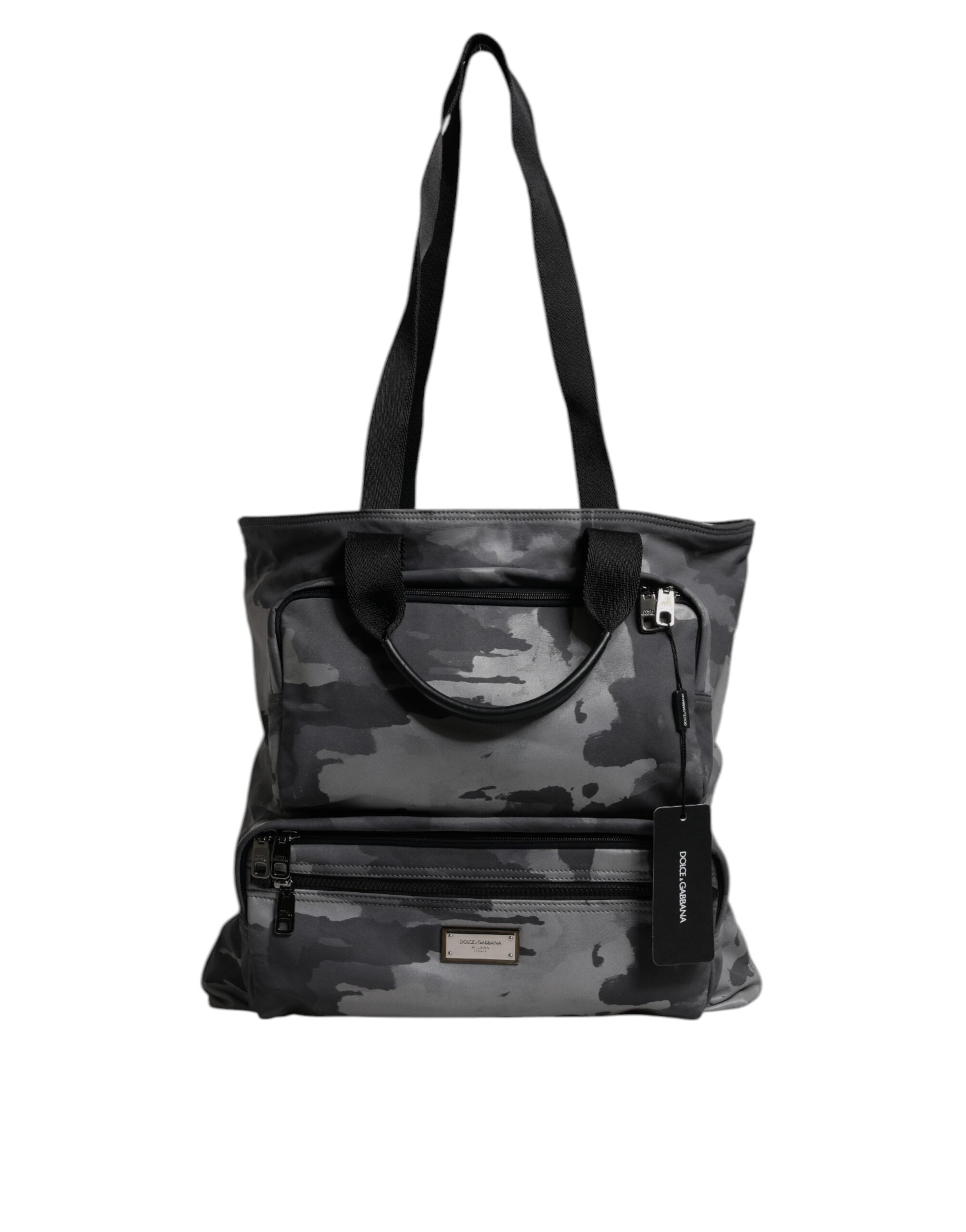 Borsa Dolce & Gabbana con tracolla mimetica nera e placca logo