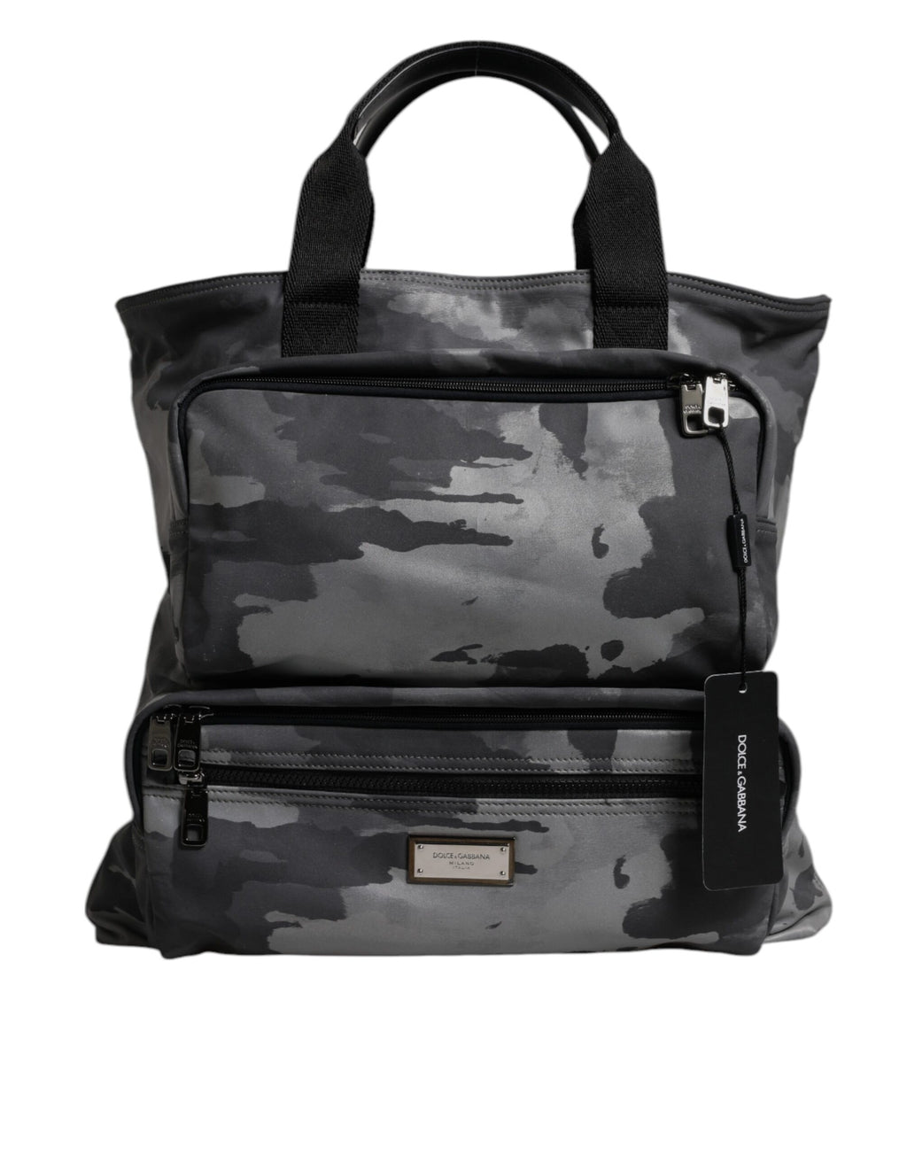 Borsa Dolce & Gabbana con tracolla mimetica nera e placca logo