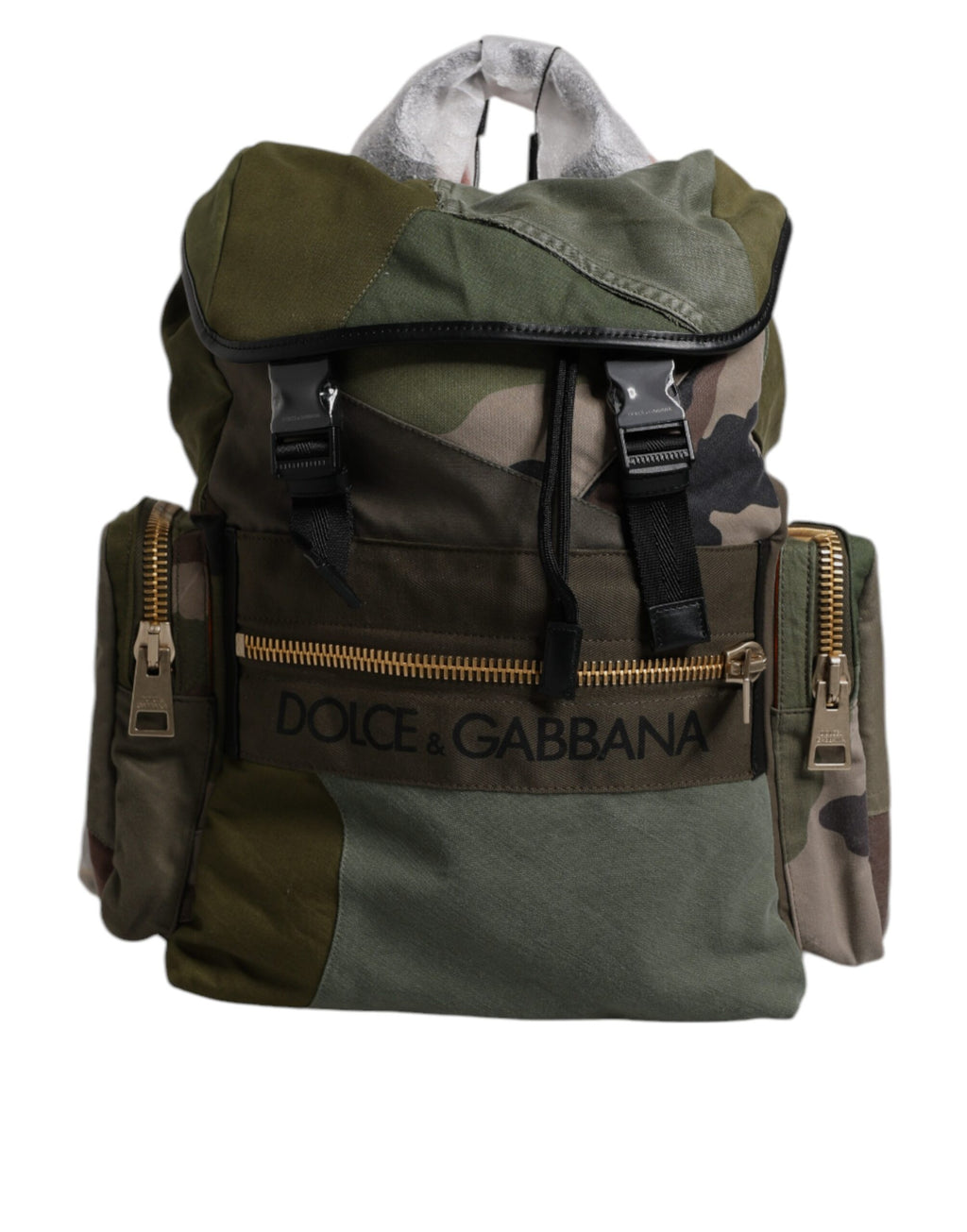 Zaino da viaggio Dolce & Gabbana patchwork verde militare
