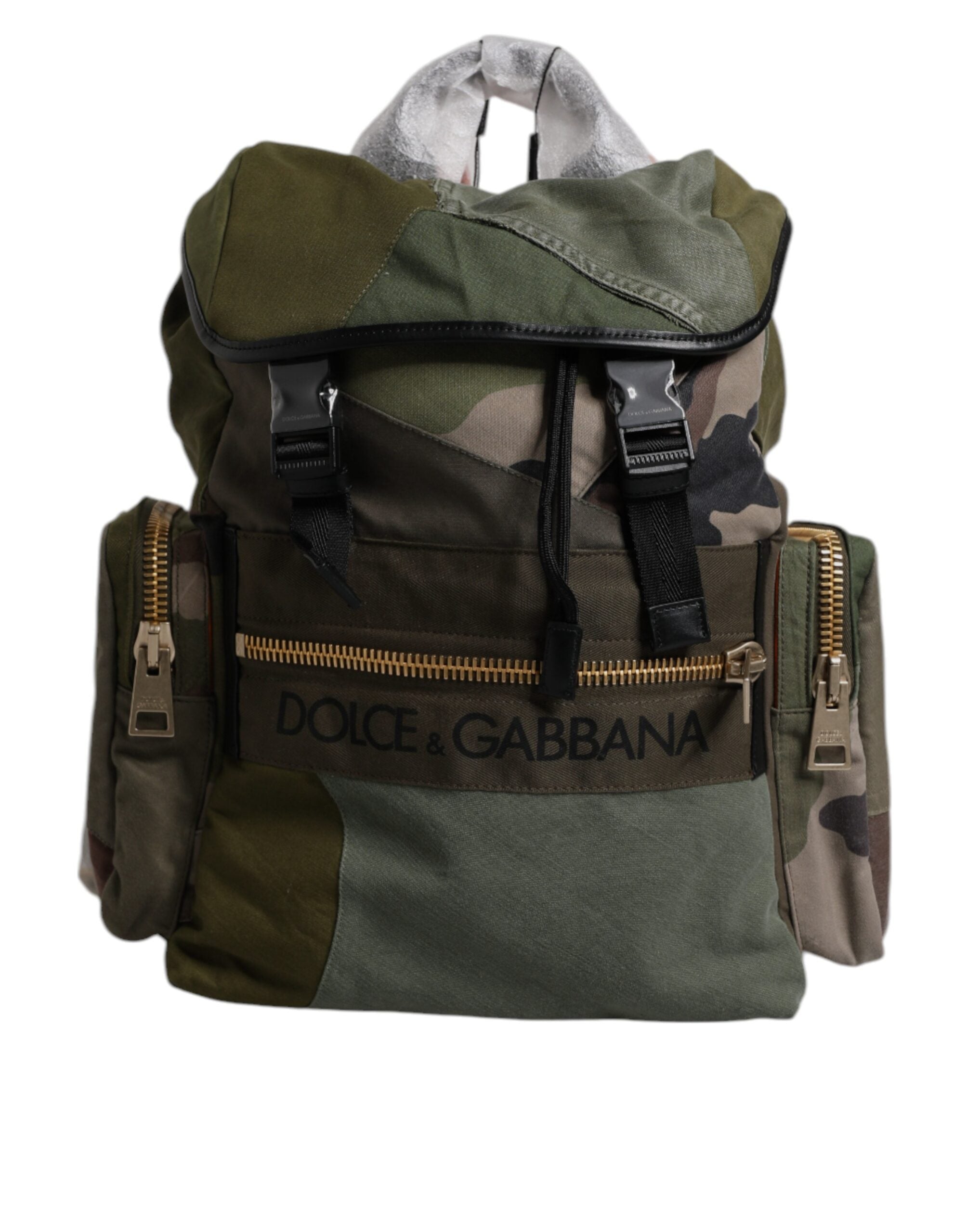 Zaino da viaggio Dolce & Gabbana patchwork verde militare