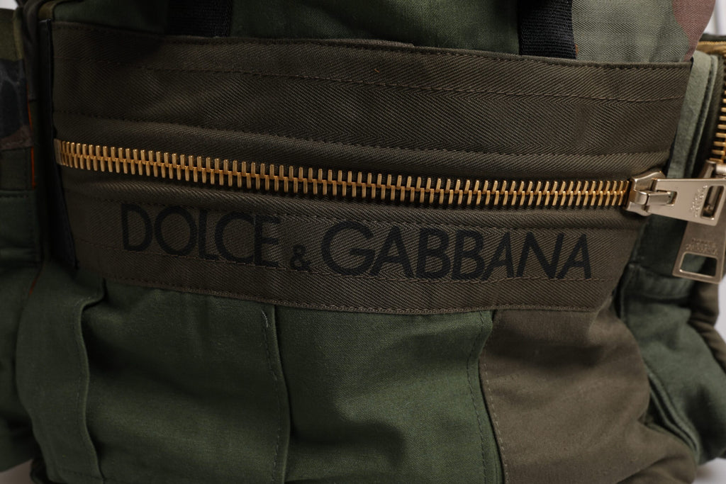Zaino da viaggio Dolce & Gabbana patchwork verde militare