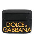Dolce & Gabbana Custodia Nera Gialla in Silicone con Logo in Rilievo per Airpods