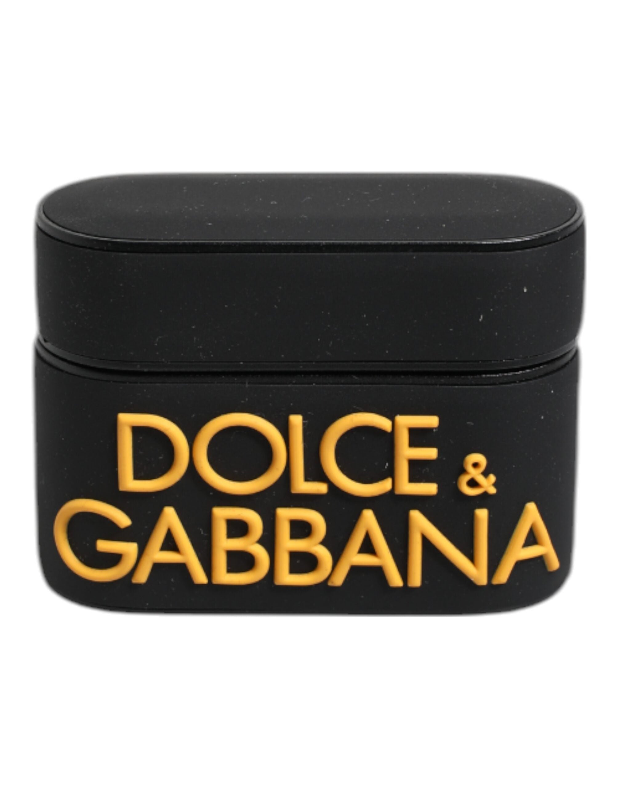 Dolce & Gabbana Custodia Nera Gialla in Silicone con Logo in Rilievo per Airpods