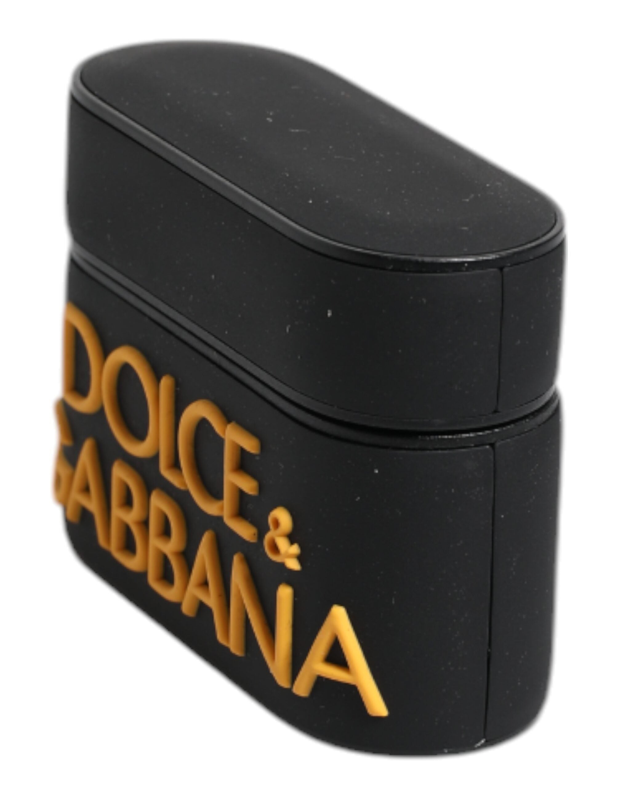 Dolce & Gabbana Custodia Nera Gialla in Silicone con Logo in Rilievo per Airpods