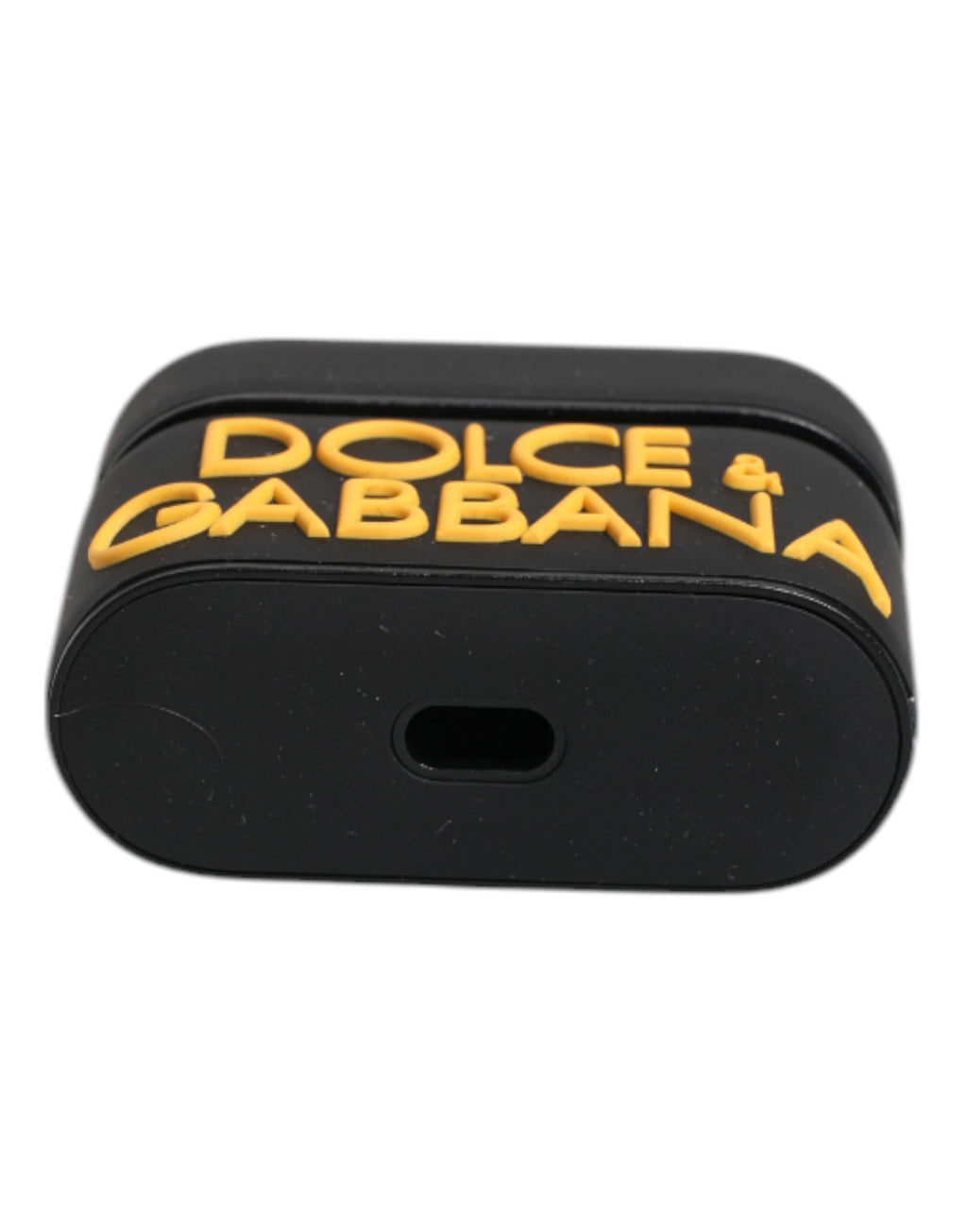 Dolce & Gabbana Custodia Nera Gialla in Silicone con Logo in Rilievo per Airpods