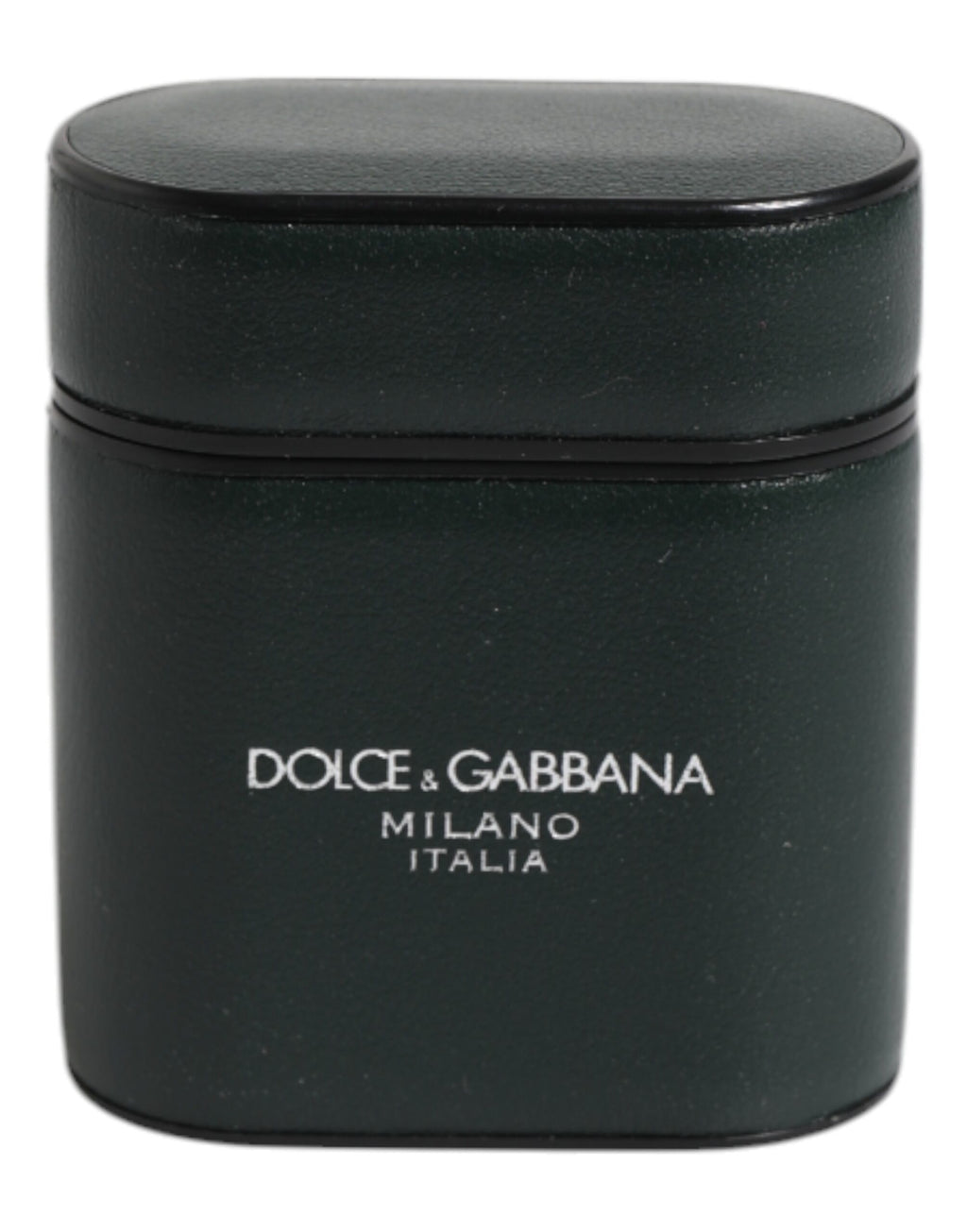 Custodia Airpods Dolce & Gabbana in pelle di vitello verde con stampa logo