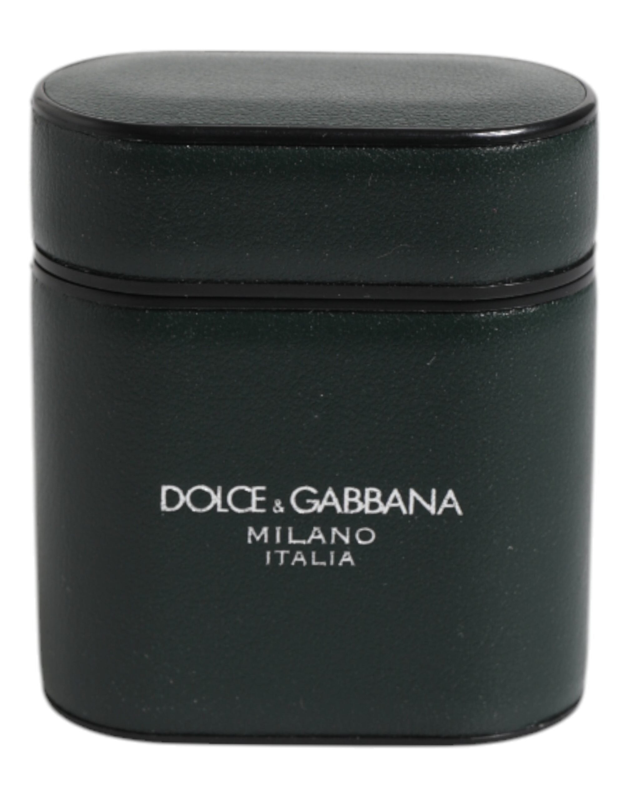 Custodia Airpods Dolce & Gabbana in pelle di vitello verde con stampa logo