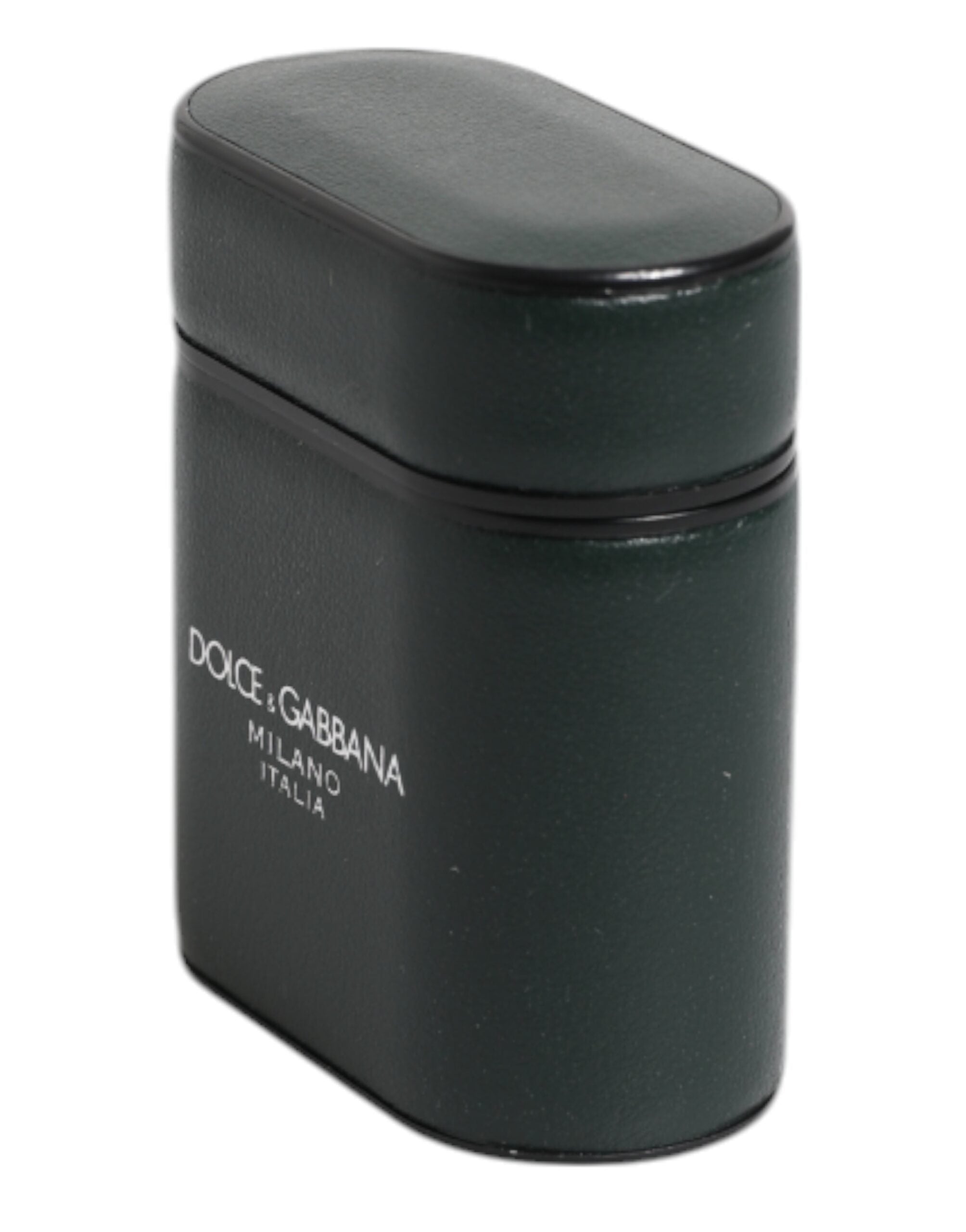 Custodia Airpods Dolce & Gabbana in pelle di vitello verde con stampa logo