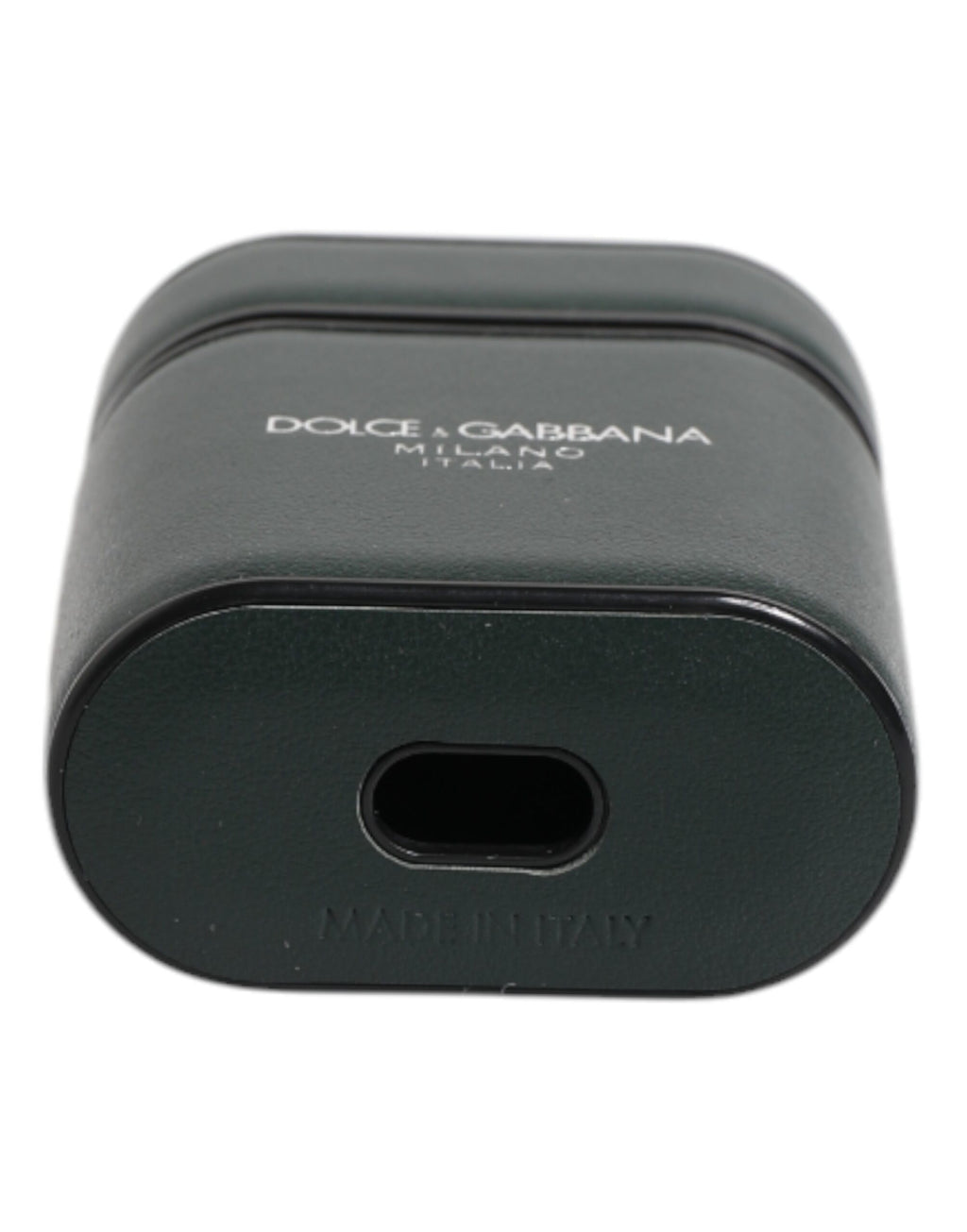 Custodia Airpods Dolce & Gabbana in pelle di vitello verde con stampa logo