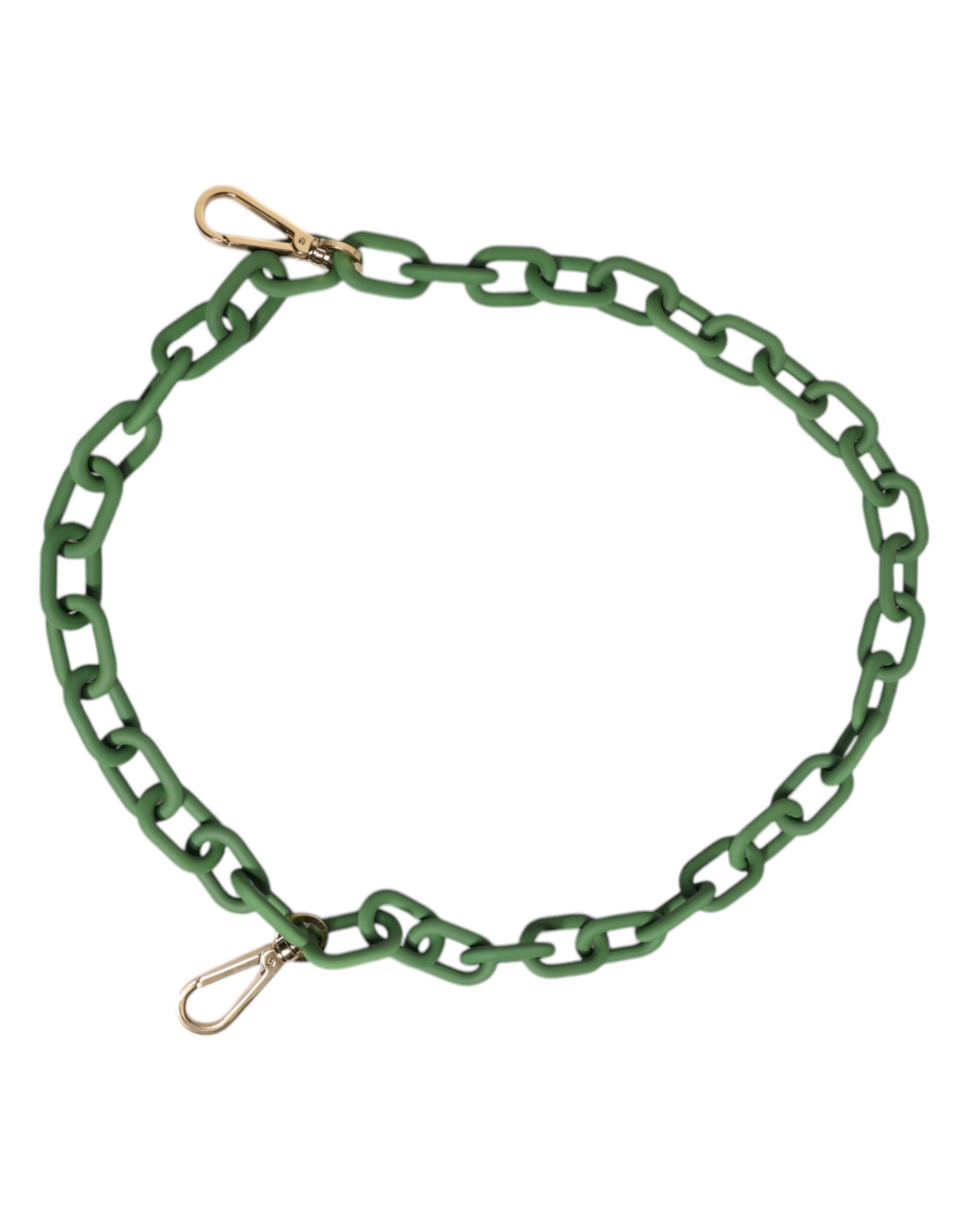 Dolce & Gabbana Catena per Portafoglio in Plexy Acrilico Verde con Dettagli Dorati Spessi