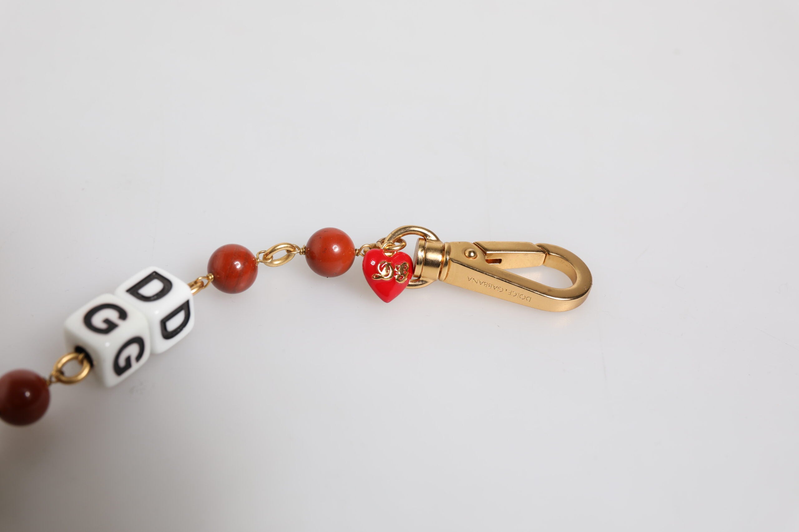 Dolce & Gabbana Bracciale Dadi con Logo DG in Catena di Ottone Dorato Multicolore