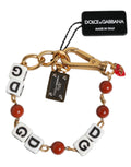 Dolce & Gabbana Multicolor Gold Tone Brass Chain DG Logo Dice Bracelet