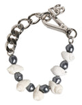 Bracciale Dolce & Gabbana con Pendente a Conchiglia e Logo DG in Ottone Tonalità Argento e Perline
