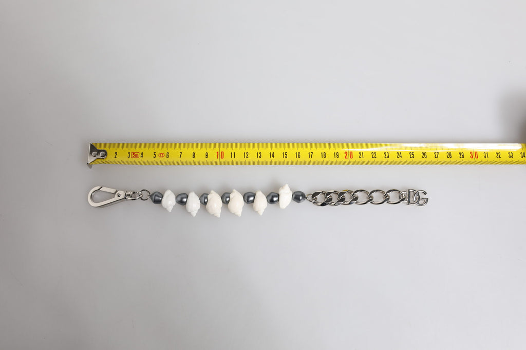 Bracciale Dolce & Gabbana con Pendente a Conchiglia e Logo DG in Ottone Tonalità Argento e Perline
