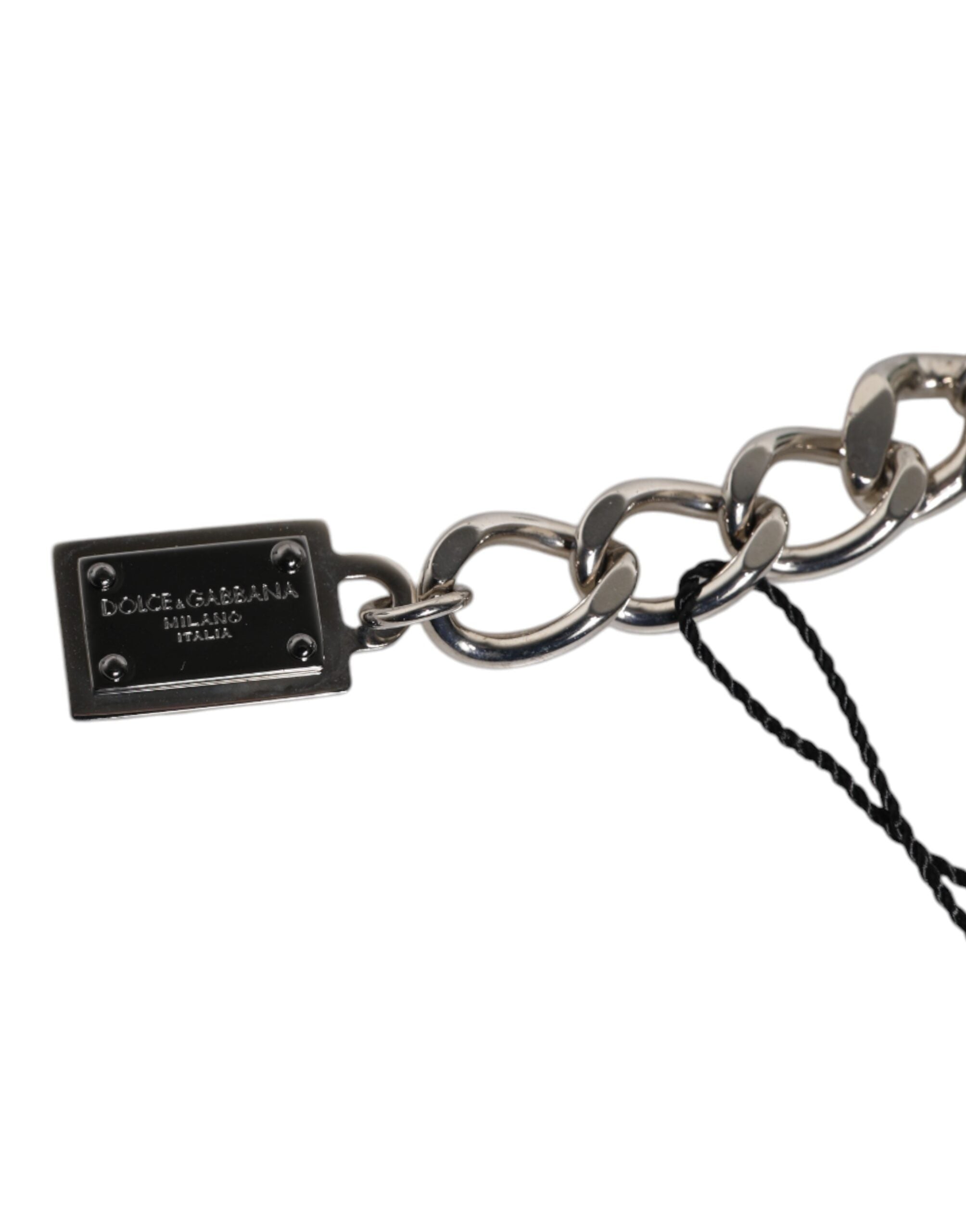 Bracciale con charm Dolce & Gabbana in ottone color argento, perline, dadi e logo