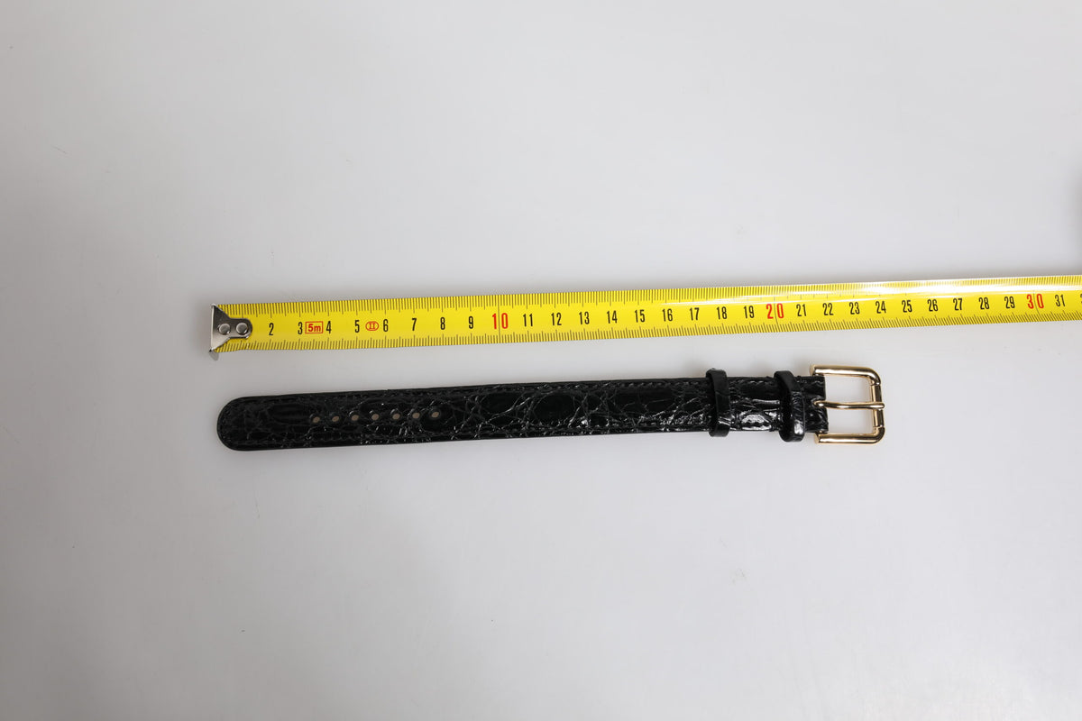 Bracciale Dolce & Gabbana in Pelle Esotica Nera con Fibbia in Metallo Color Oro