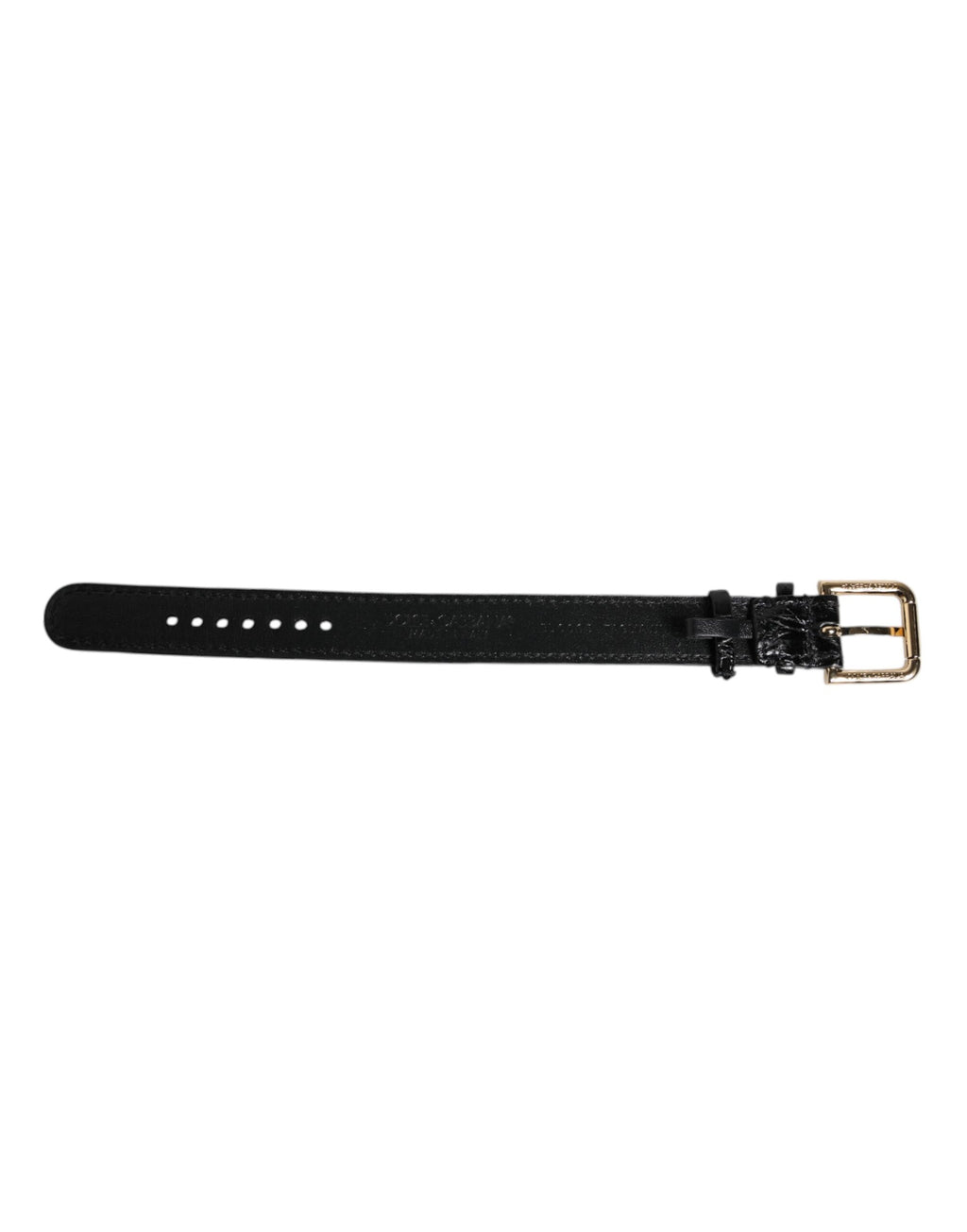 Bracciale Dolce & Gabbana in Pelle Esotica Nera con Fibbia in Metallo Color Oro