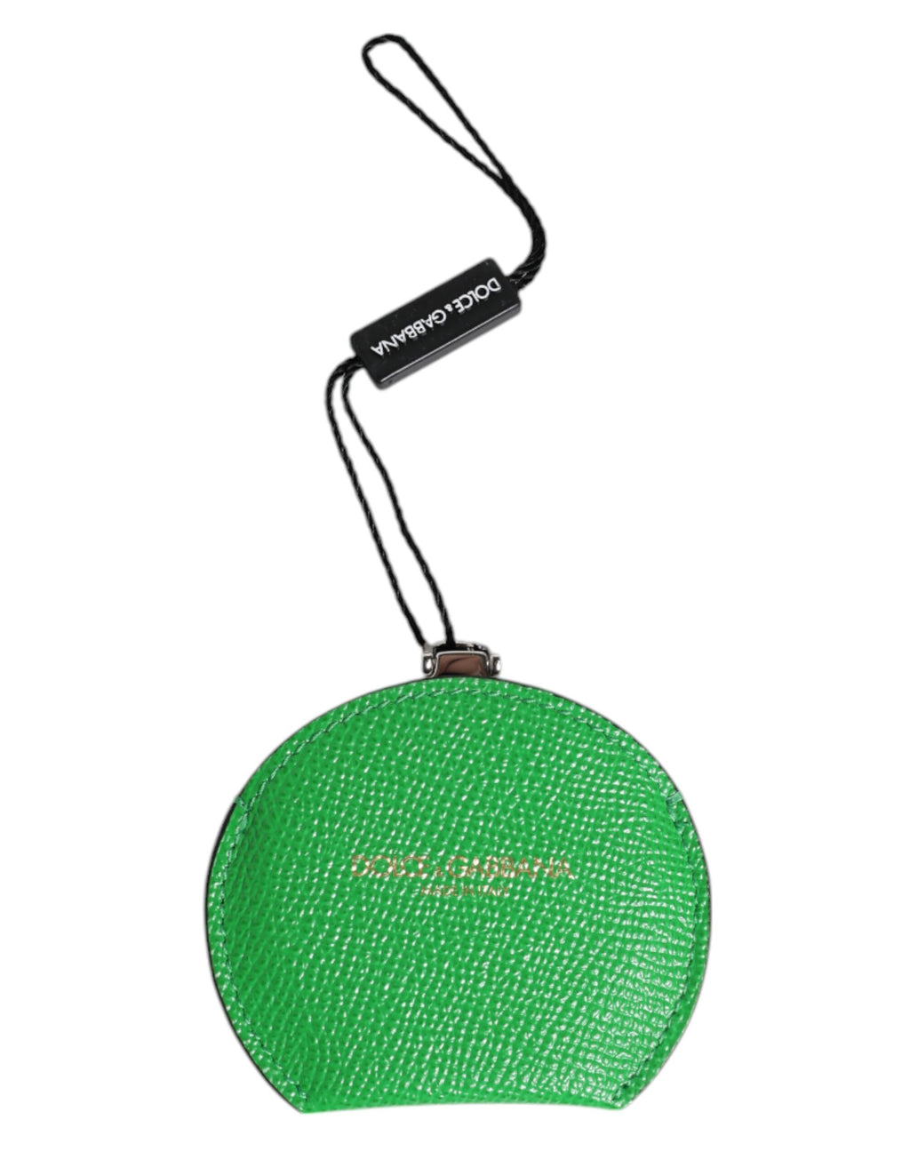 Portaspecchio rotondo Dolce & Gabbana in pelle di vitello verde con logo