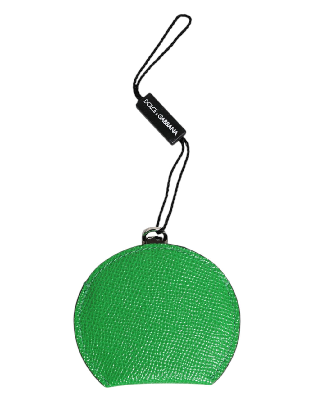 Portaspecchio rotondo Dolce & Gabbana in pelle di vitello verde con logo