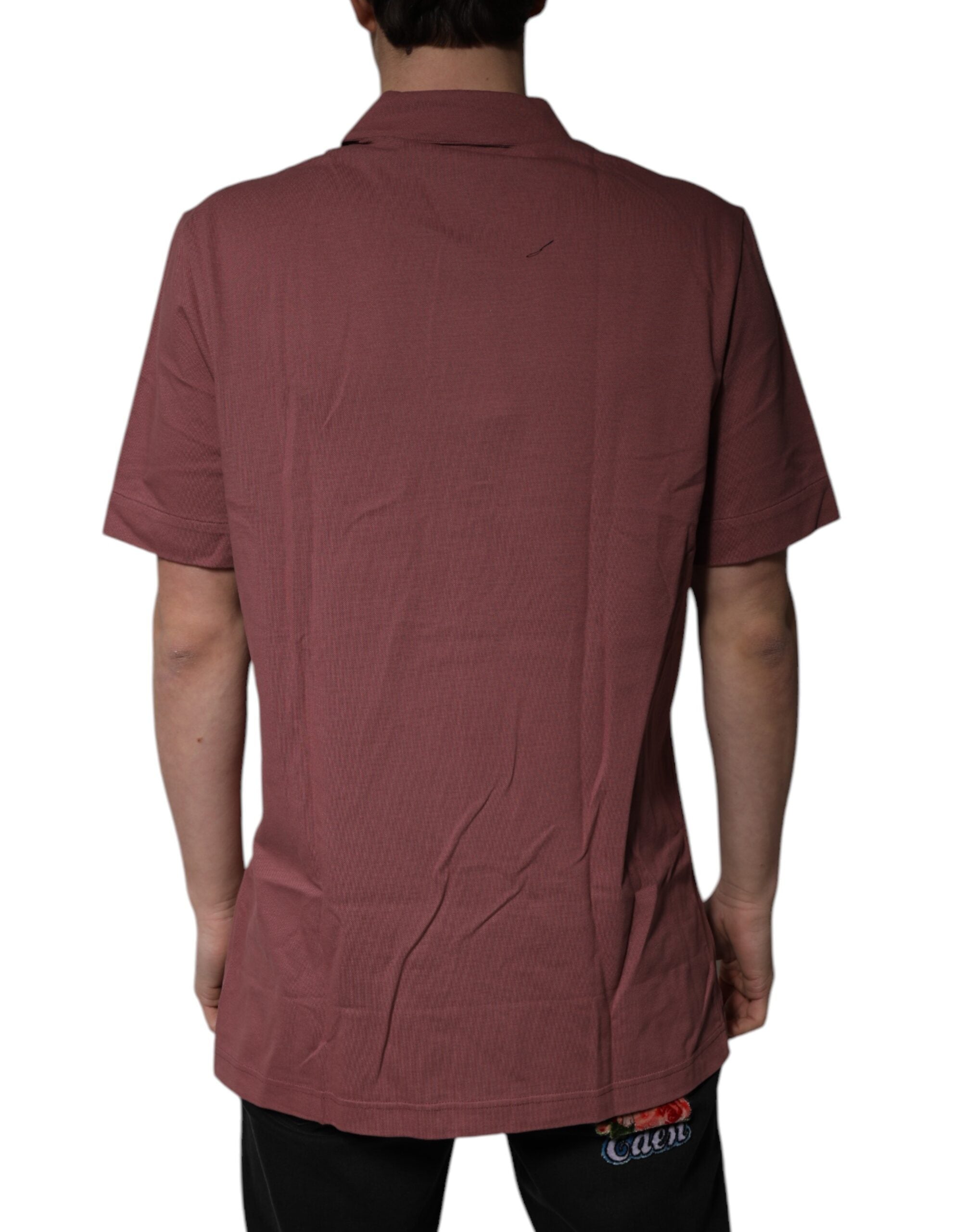 Camicia Polo Casual Dolce & Gabbana Rosa Scuro con Bottoni da Uomo