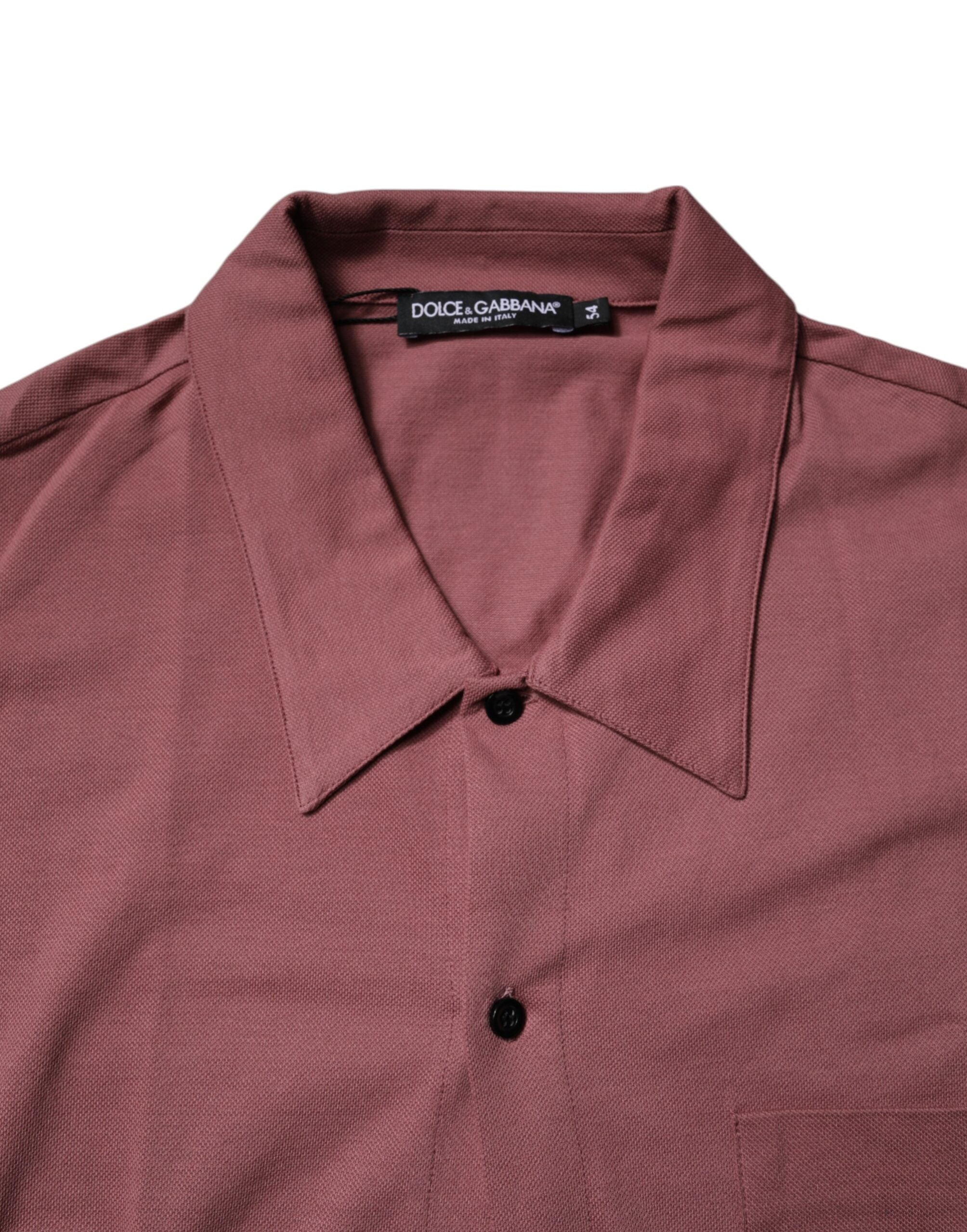 Camicia Polo Casual Dolce & Gabbana Rosa Scuro con Bottoni da Uomo