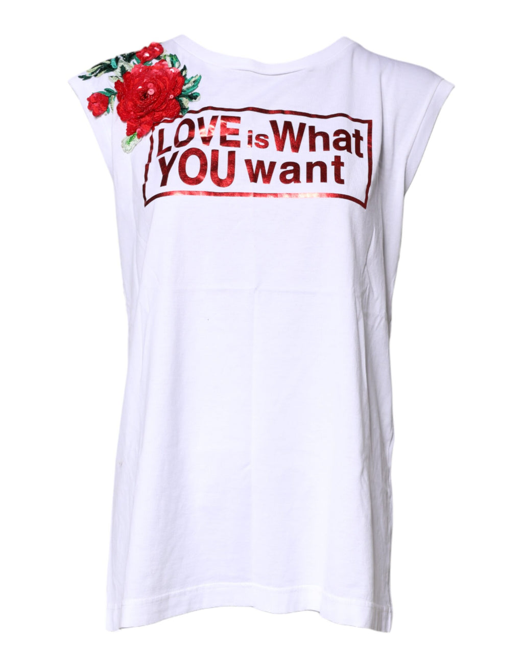 Top senza maniche Dolce & Gabbana con stampa grafica floreale bianca