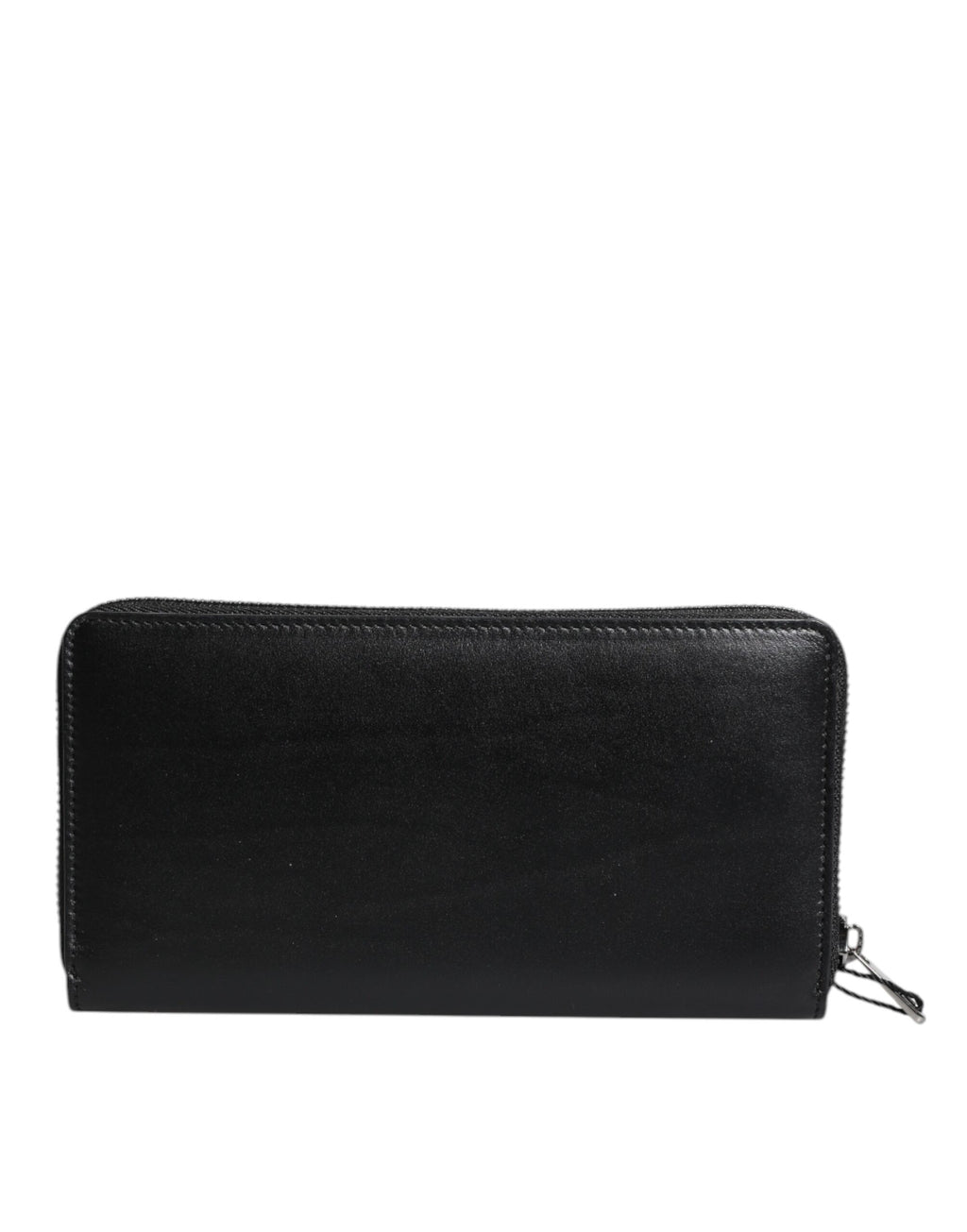 Portafoglio Continental Dolce & Gabbana in Pelle Nera con Logo a Placca con Cerniera Perimetrale