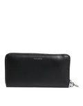 Dolce & Gabbana Black Blue Exotic Leather Embossed Continental Wallet