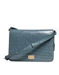 Mini borsa a tracolla Dolce & Gabbana in pelle esotica verde con placca DG