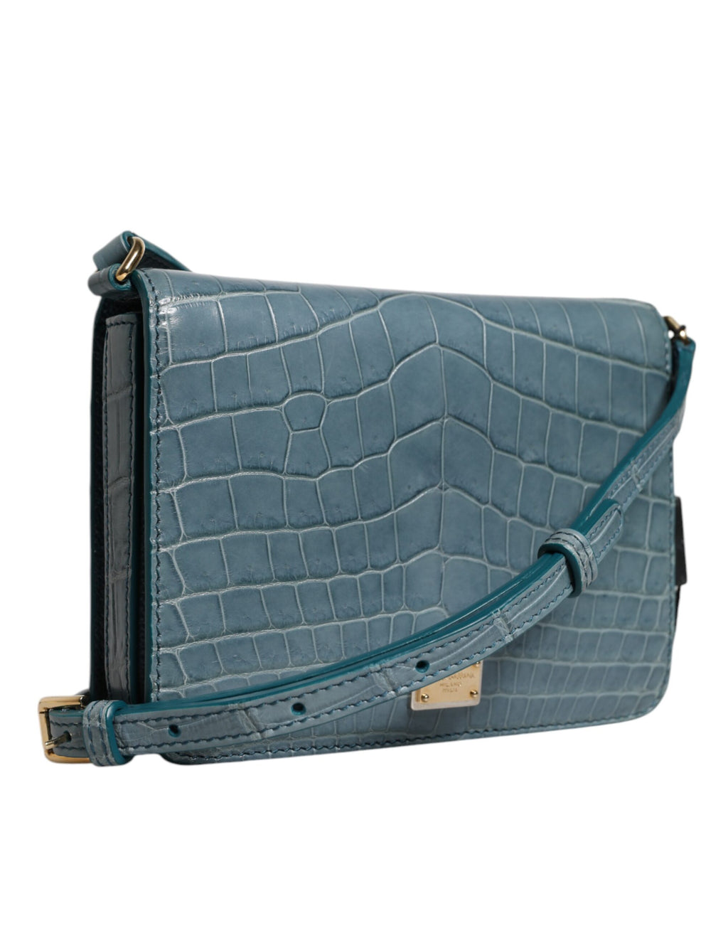 Mini borsa a tracolla Dolce & Gabbana in pelle esotica verde con placca DG