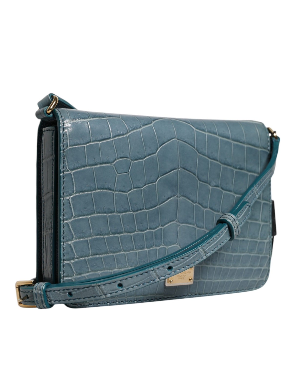 Mini borsa a tracolla Dolce & Gabbana in pelle esotica verde con placca DG