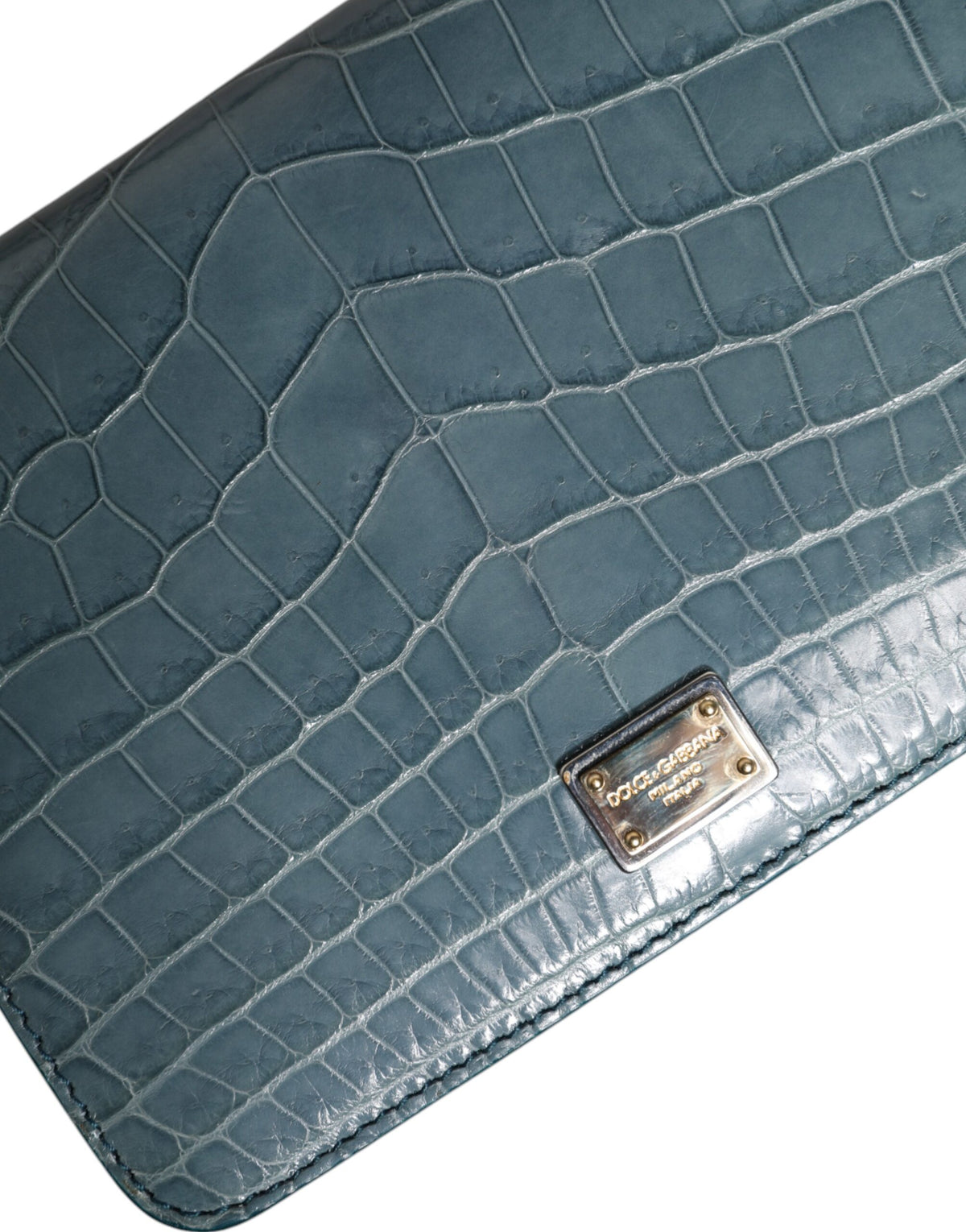 Mini borsa a tracolla Dolce & Gabbana in pelle esotica verde con placca DG
